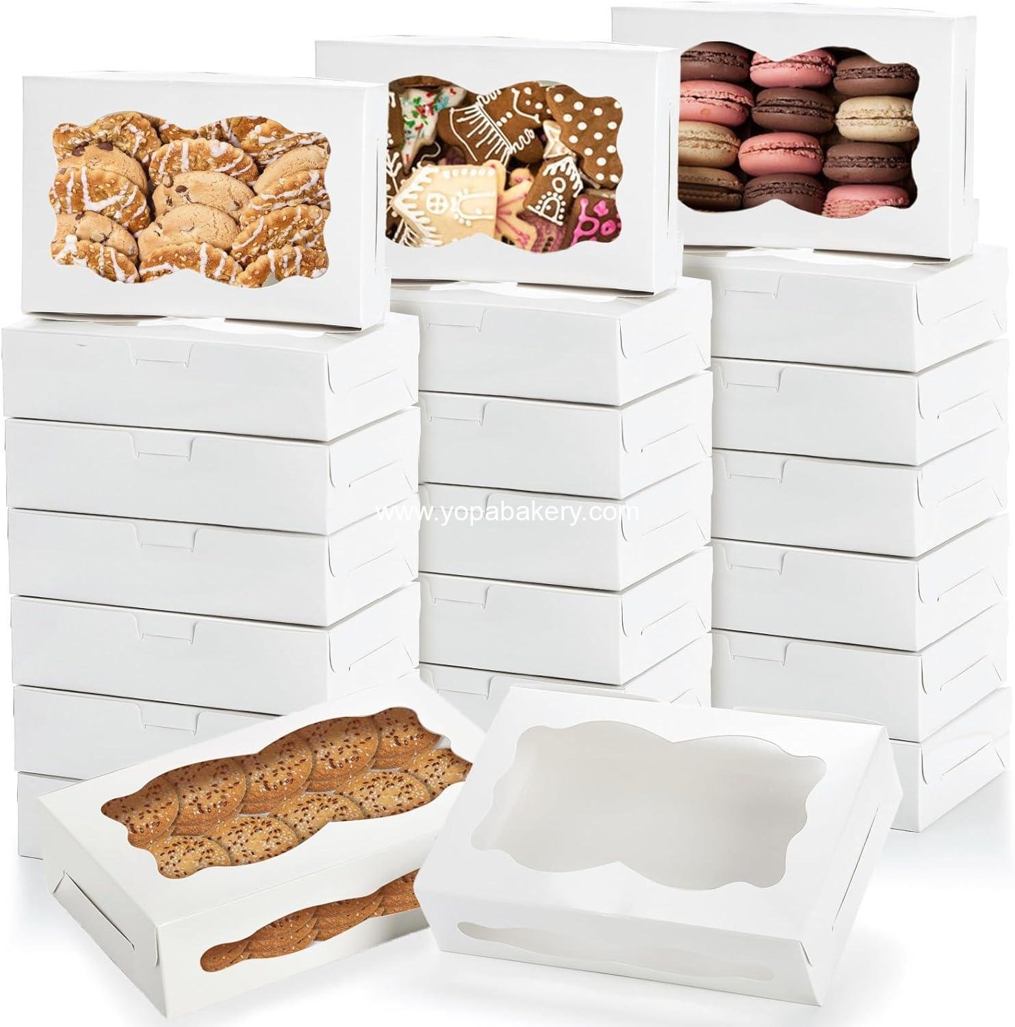 Wholesale 50 Pack White Cookie Boxes with Window, 8" x 5.4" x 2" Bakery Candy Boxes for Gift Giving, Treat Dessert Boxes for Pastries, Donuts, Chocolates, and More - Factory