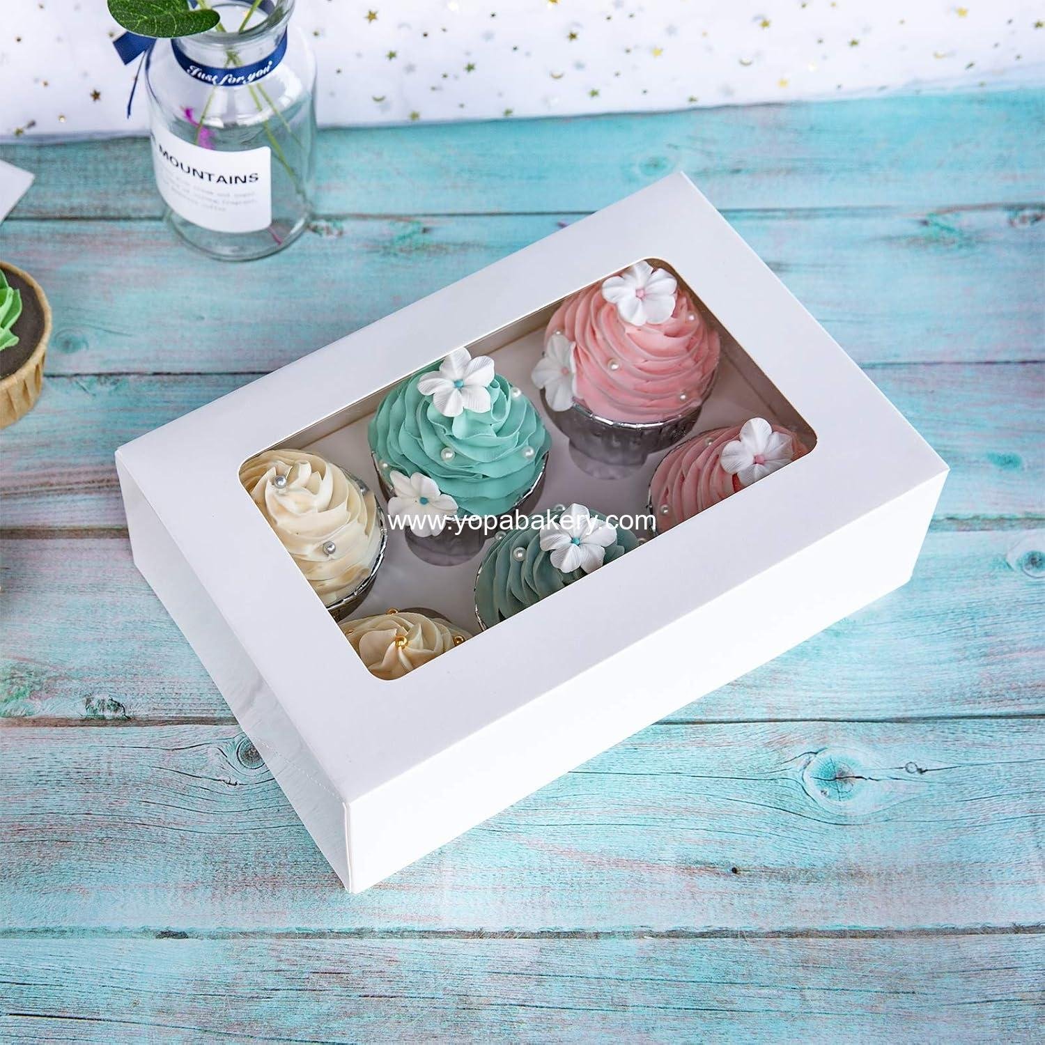 Wholesale Cupcake Boxes with Inserts, 6 Holders, Large 9.5x6.3x3 inch White Bakery Boxes with Window, Food Grade Cake Carrier for Muffins and Gift Treats, Pack of 15 Manufacturer Wholesale Cupcake Boxes with Inserts, 6 Holders, Large 9.5x6.3x3 inch White Bakery Boxes with Window, Food Grade Cake Carrier for Muffins and Gift Treats, Pack of 15 Manufacturer