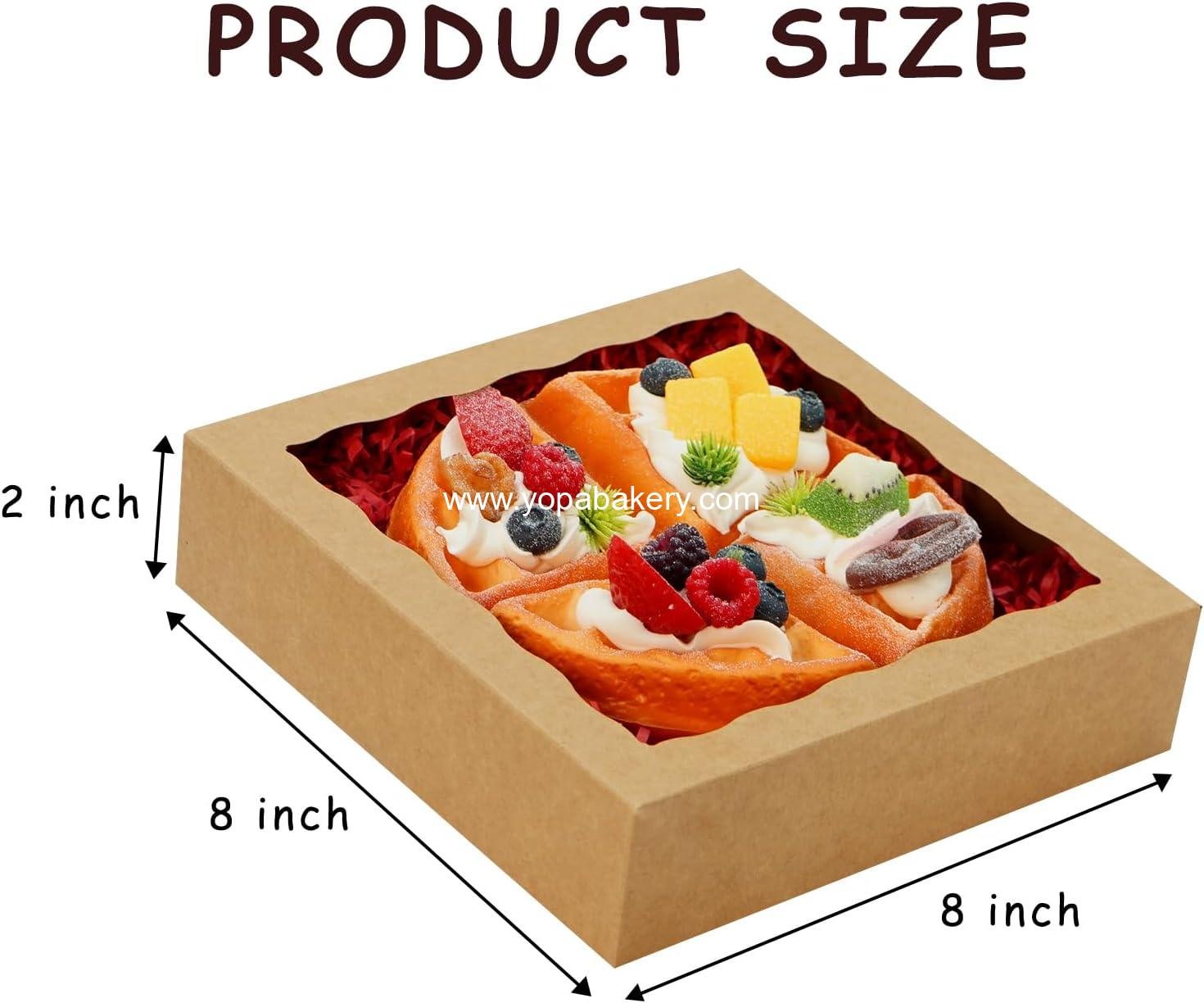 Wholesale 30pcs Bakery Boxes with Window 8x8x2 Inch Cookie Treat Box for Macaron Desserts Chocolate-Covered Strawberries and Pastries - Factory