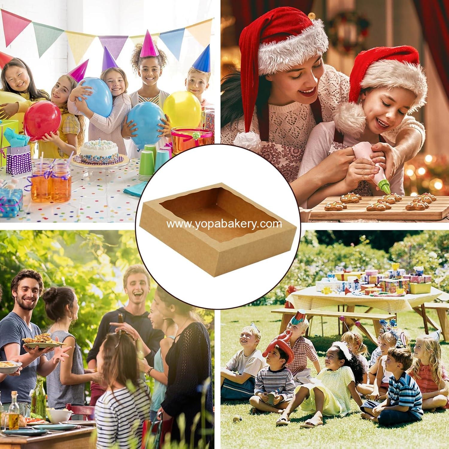 Wholesale 30pcs Bakery Boxes with Window 8x8x2 Inch Cookie Treat Box for Macaron Desserts Chocolate-Covered Strawberries and Pastries - Factory