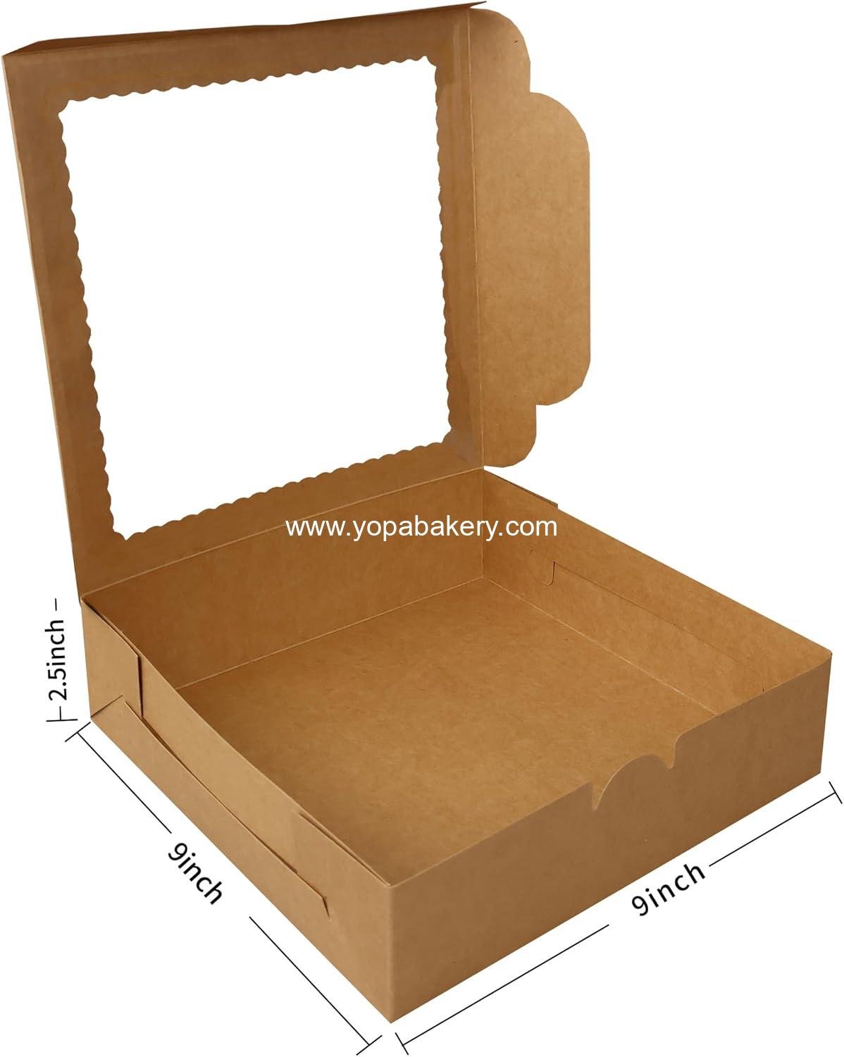 Wholesale 12pcs 9x9x2.5 Inches Brown Bakery Boxes with Window, Treat Boxes, Dessert, Donut, Muffin, and Pastry Boxes for Gift Giving and Parties - Factory