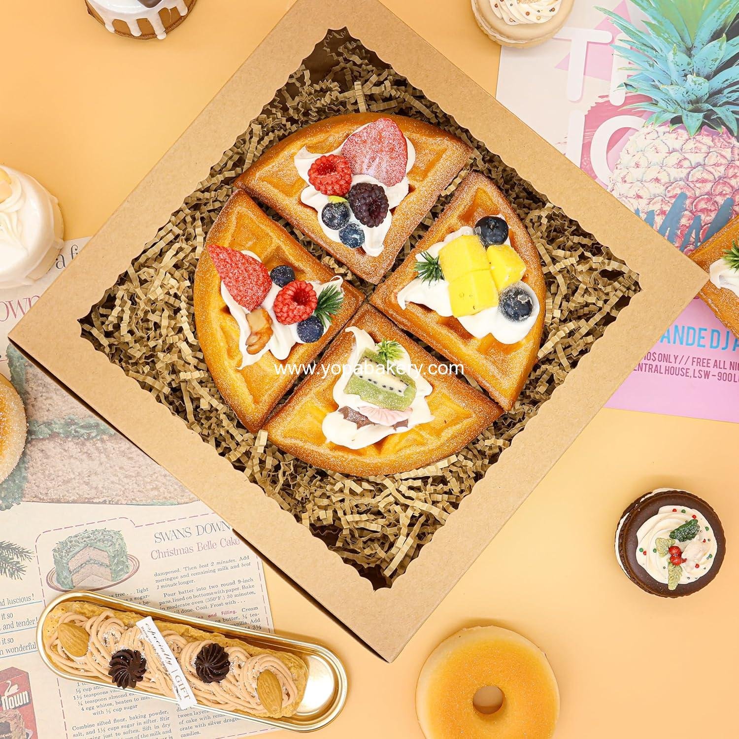 Wholesale 12pcs 9x9x2.5 Inches Brown Bakery Boxes with Window, Treat Boxes, Dessert, Donut, Muffin, and Pastry Boxes for Gift Giving and Parties - Factory