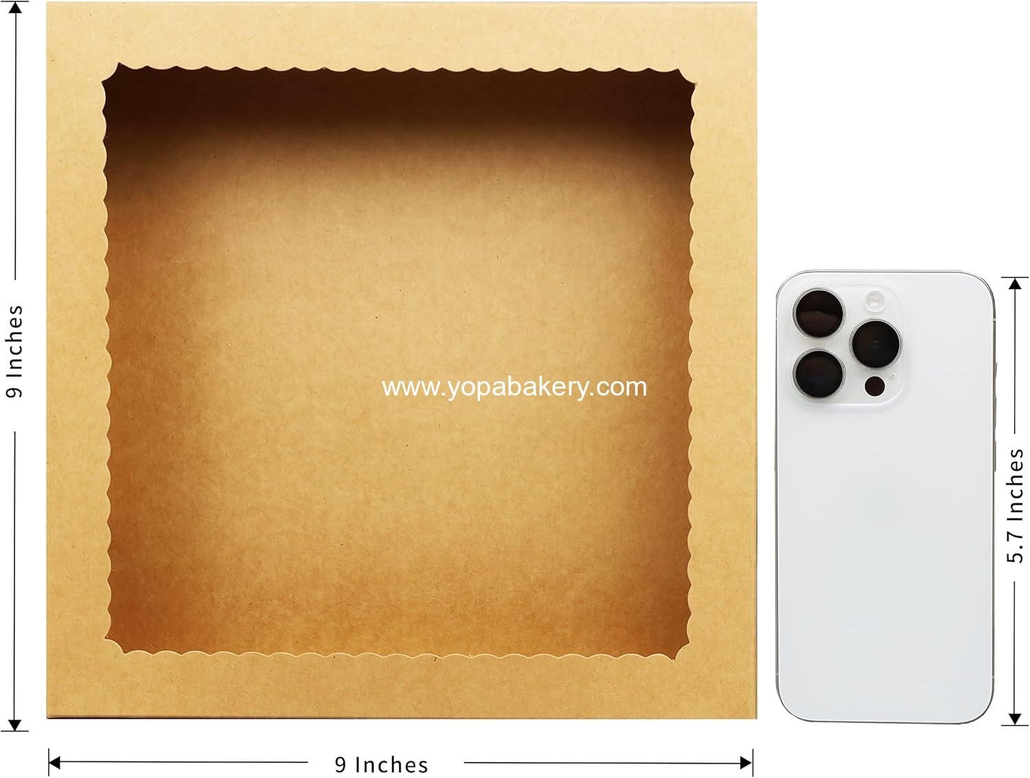 Wholesale 12pcs 9x9x2.5 Inches Brown Bakery Boxes with Window, Treat Boxes, Dessert, Donut, Muffin, and Pastry Boxes for Gift Giving and Parties - Factory