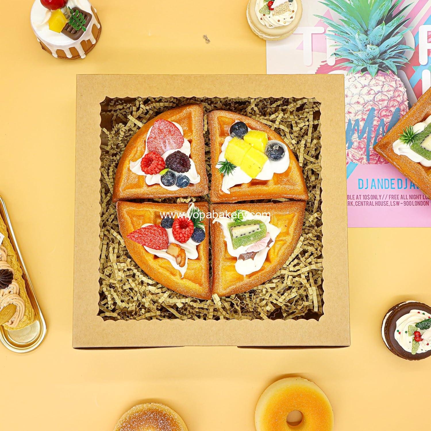 Wholesale 12pcs 9x9x2.5 Inches Brown Bakery Boxes with Window, Treat Boxes, Dessert, Donut, Muffin, and Pastry Boxes for Gift Giving and Parties - Factory