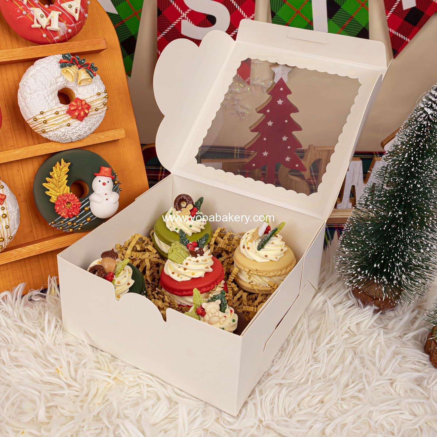 Wholesale 50pcs 6x6x3 Inch White Cupcake Boxes with Window - Perfect for Cookies, Macarons, Pastries, Donuts, Muffins, and Chocolate-Covered Strawberries Factory