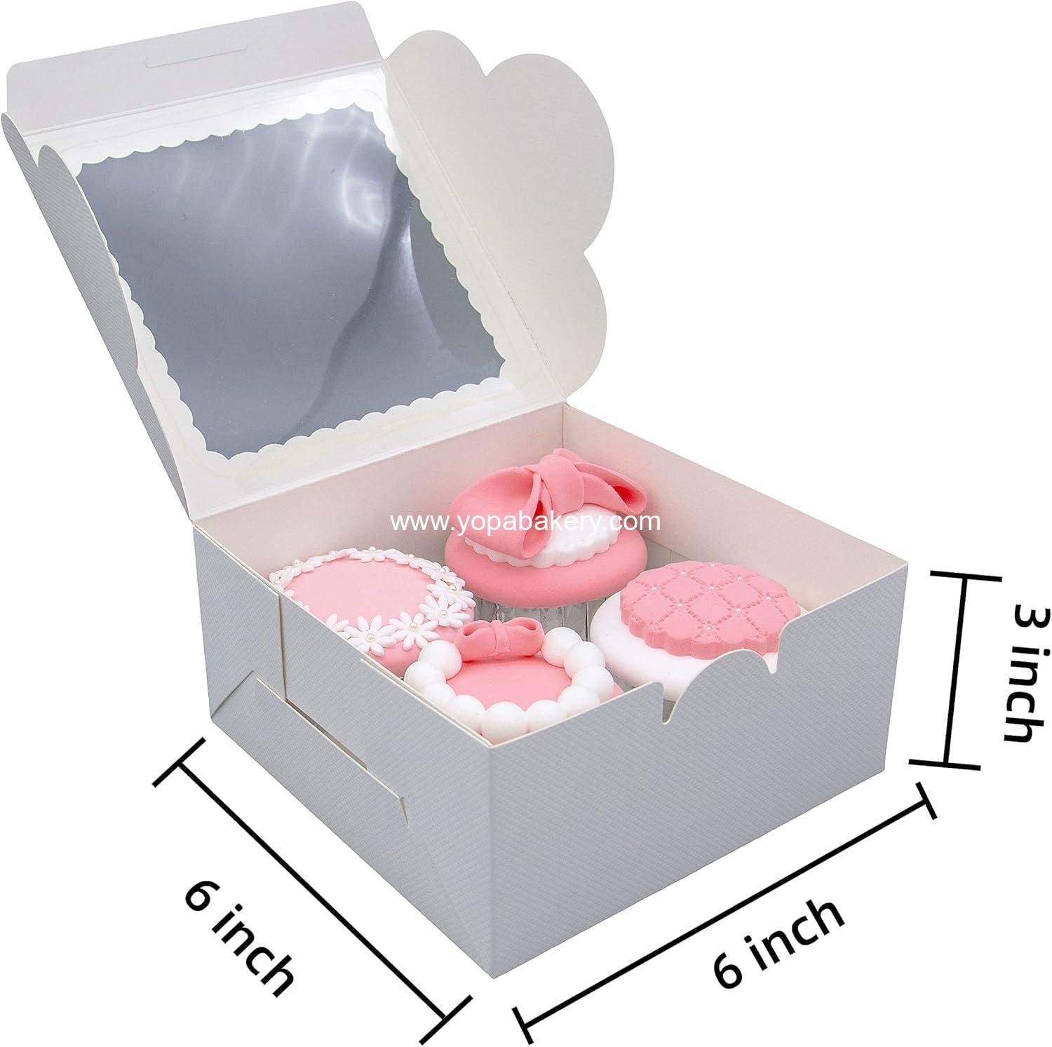Wholesale 50pcs 6x6x3 Inch White Cupcake Boxes with Window - Perfect for Cookies, Macarons, Pastries, Donuts, Muffins, and Chocolate-Covered Strawberries Factory