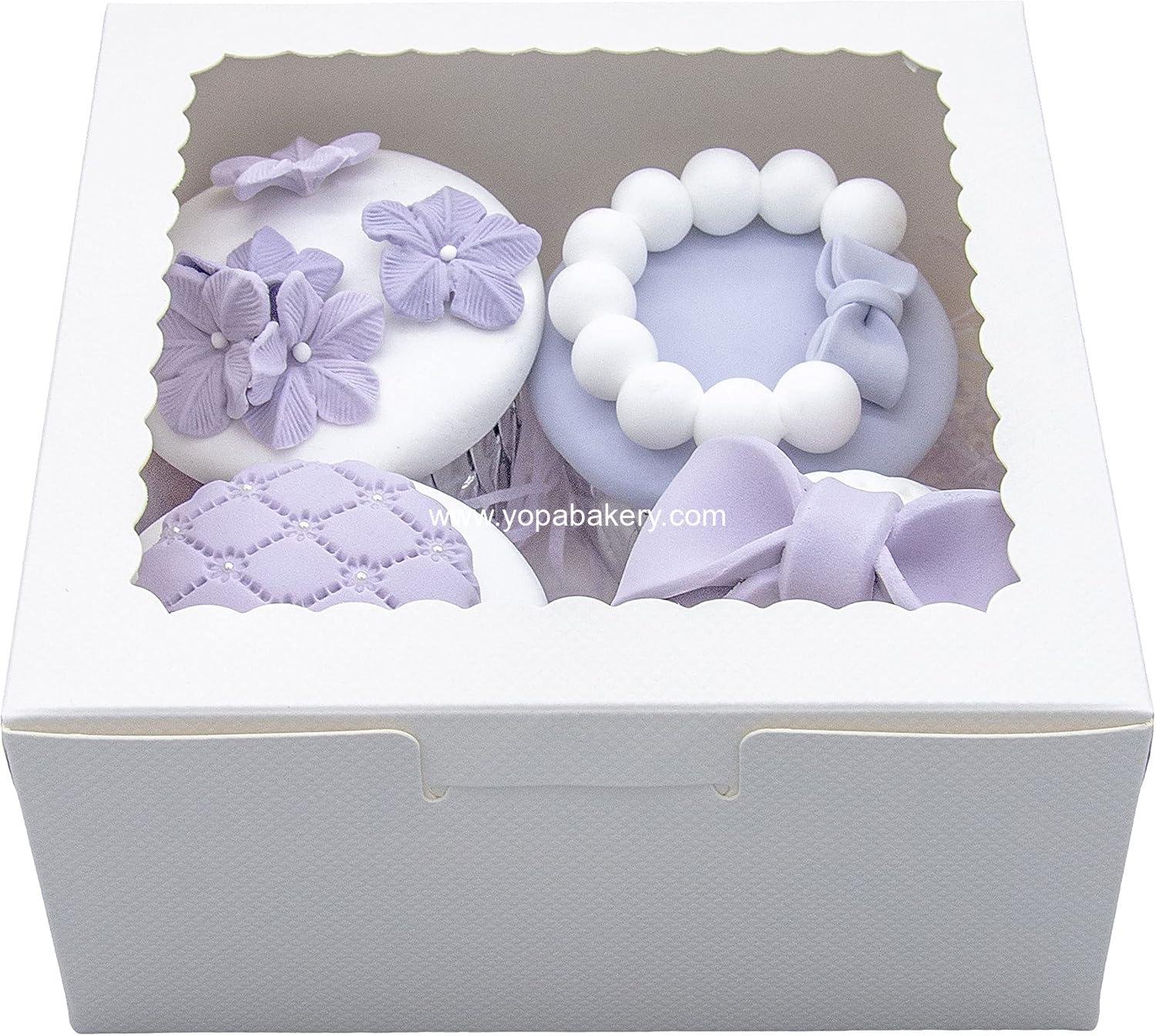 Wholesale 50pcs 6x6x3 Inch White Cupcake Boxes with Window - Perfect for Cookies, Macarons, Pastries, Donuts, Muffins, and Chocolate-Covered Strawberries Factory