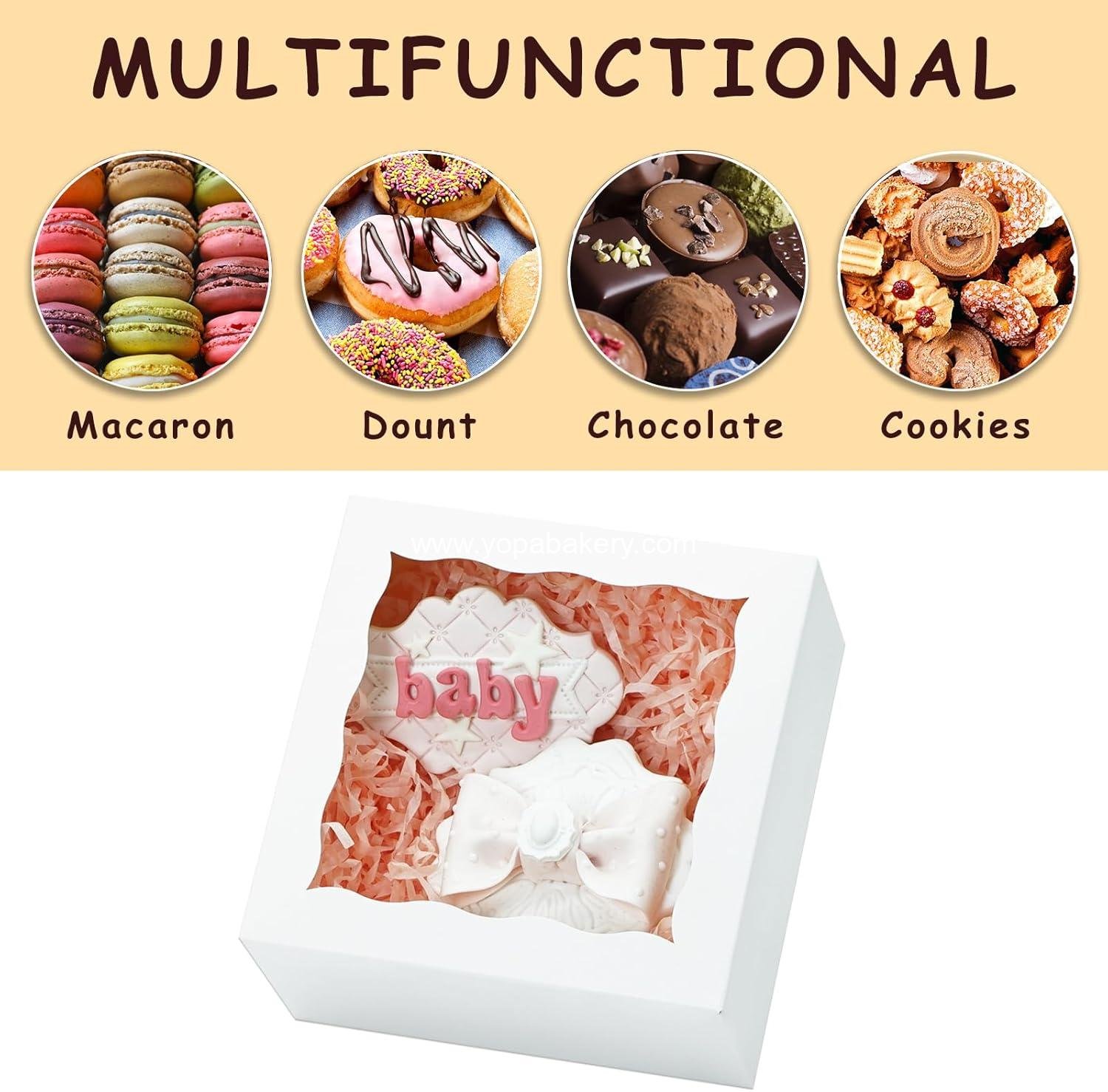 Wholesale 20pcs 5x5x2.5 Inch Cookie Boxes with Window for Desserts, Treats, and Chocolate Covered Strawberries for Weddings and Birthdays Factory