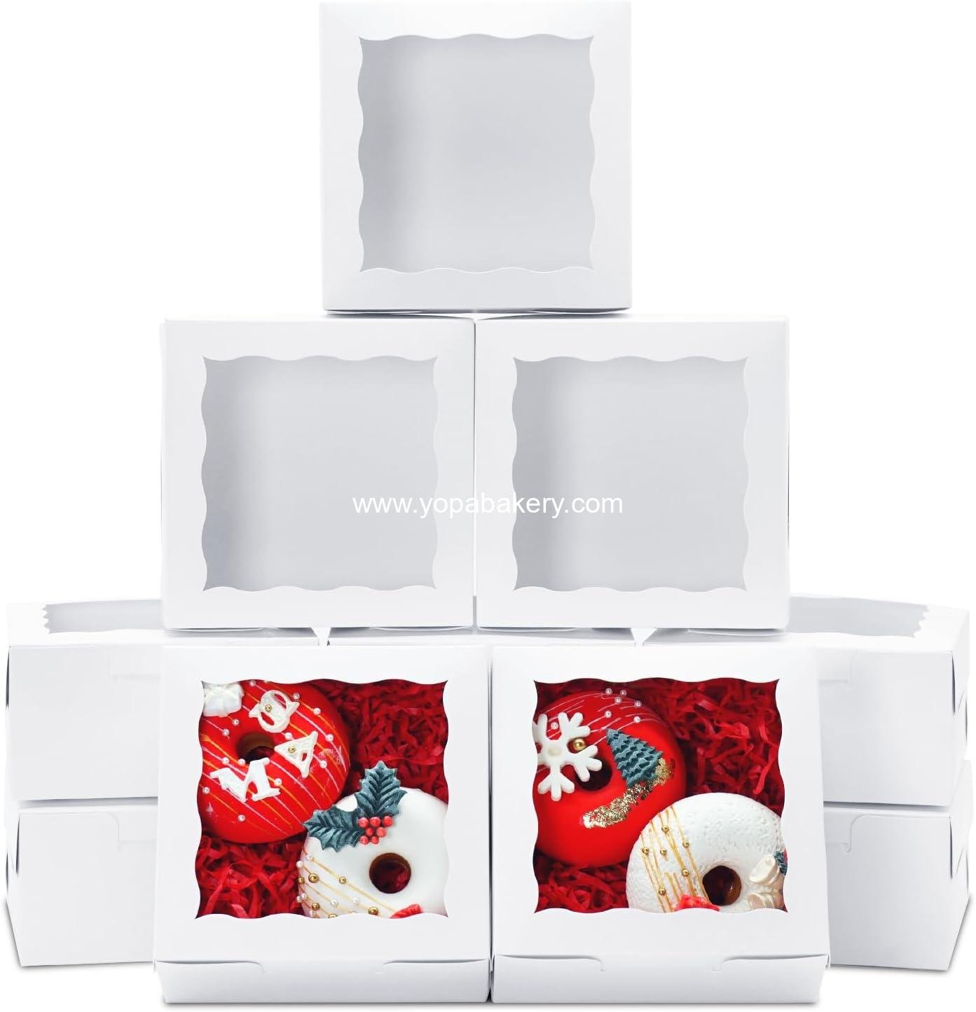20pcs 5x5x2.5 Inch Cookie Boxes with window Bakery Boxes Dessert Treat Box Chocolate Covered Strawberries Box for Wedding Party Birthday