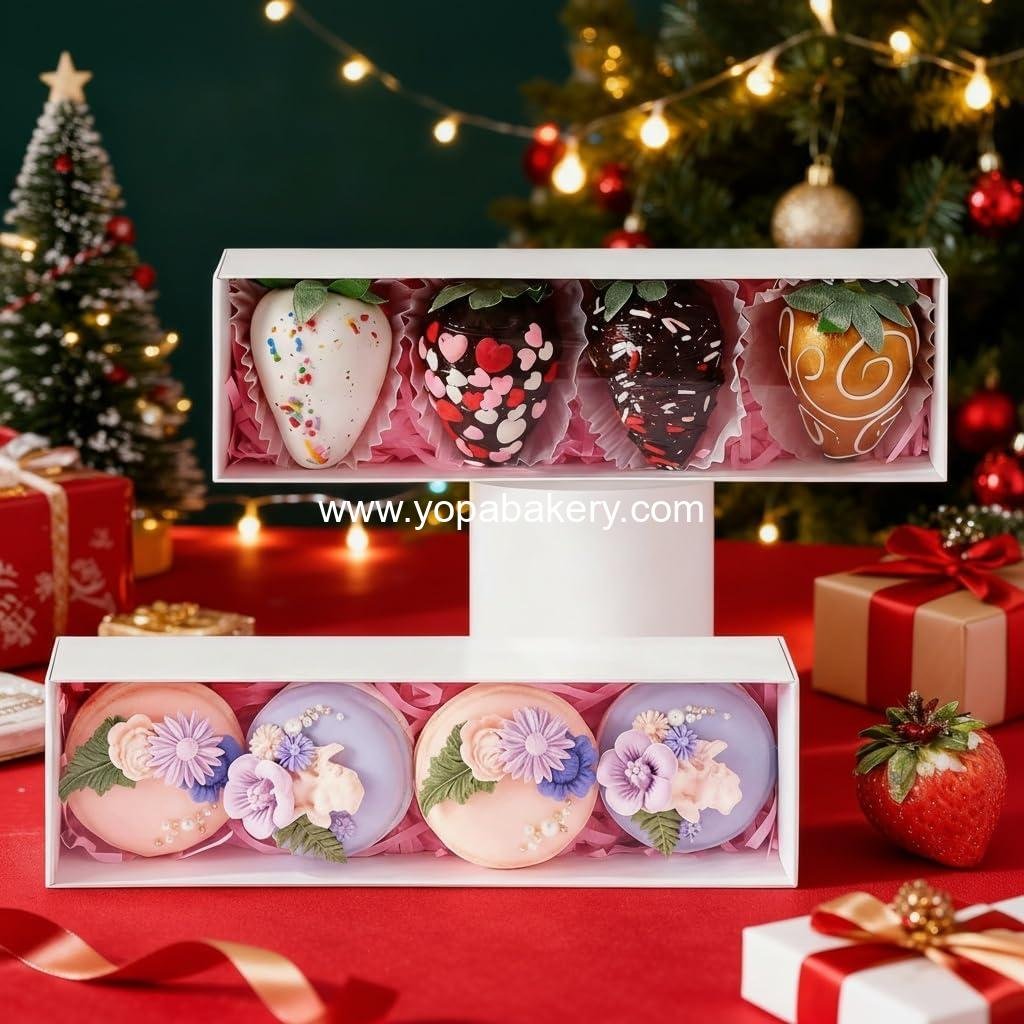 Wholesale 25Pcs 8x2.2x2 Inches Chocolate Covered Strawberry Boxes for Macaron, Truffle, Bonbon, Dessert, and Party Favors - Factory