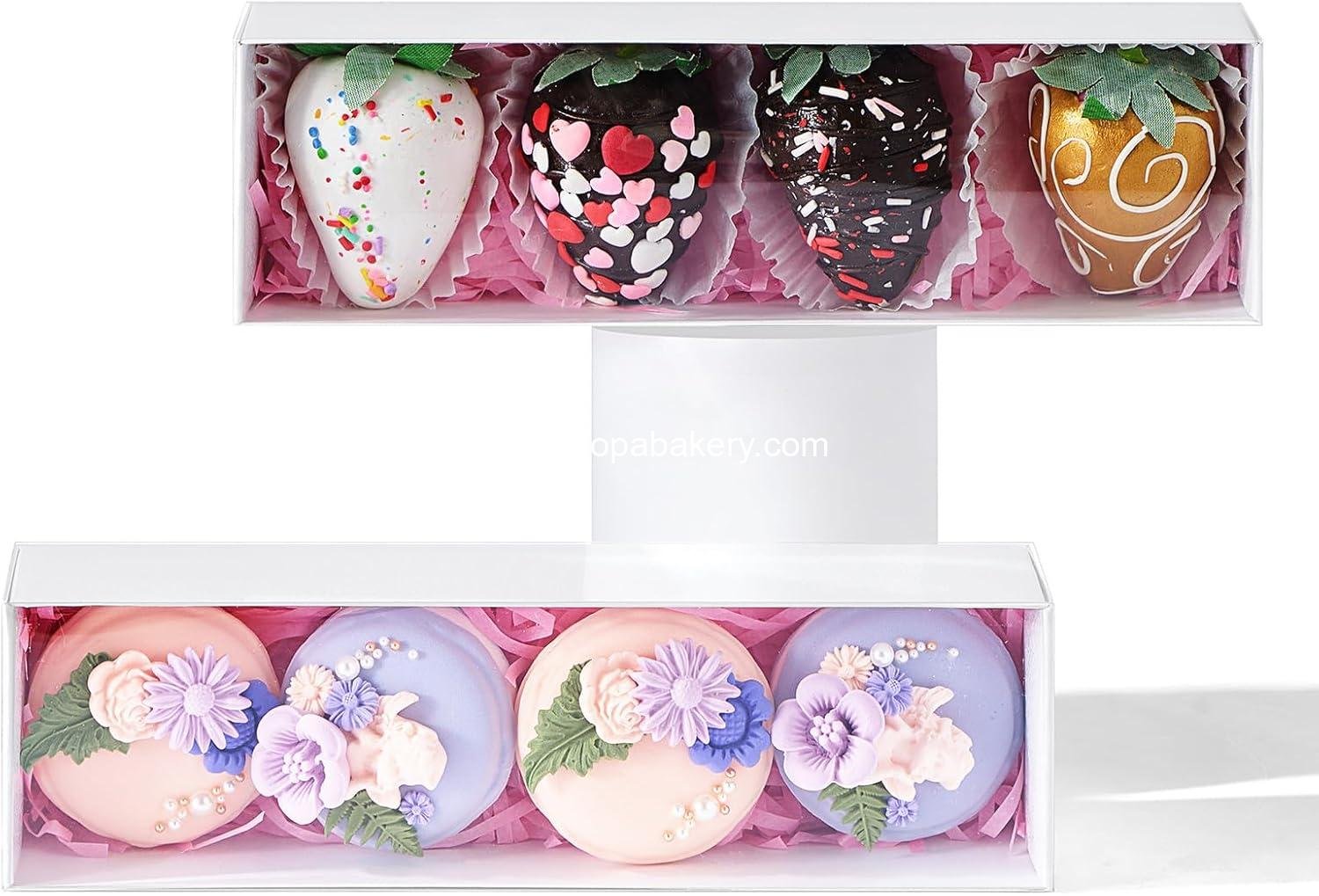 Wholesale 25Pcs 8x2.2x2 Inches Chocolate Covered Strawberry Boxes for Macaron, Truffle, Bonbon, Dessert, and Party Favors - Factory