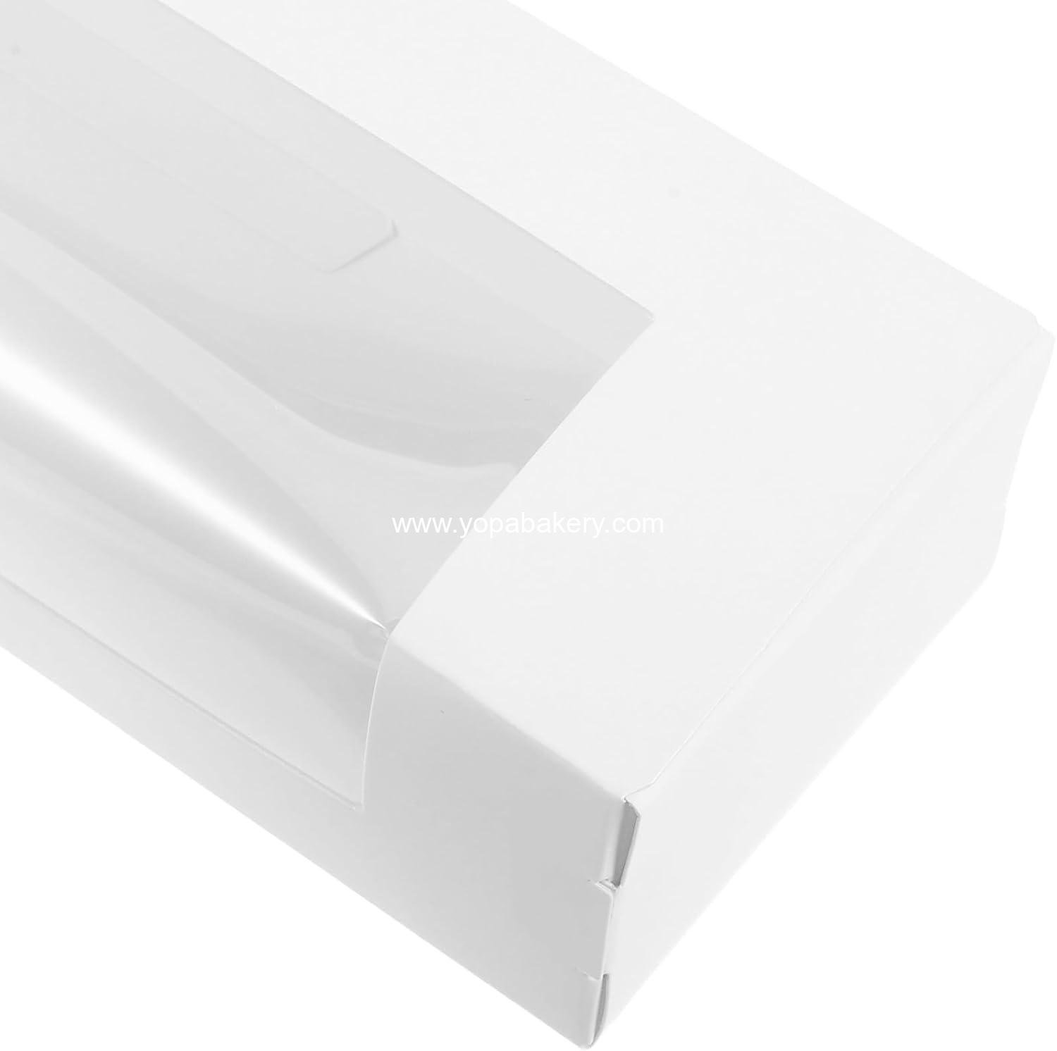 Wholesale 20PCS Bakery Box with Window - Rectangular Cake Dessert Packaging for Pies, Pastries, and Donuts - Size 22x7x5cm - Factory