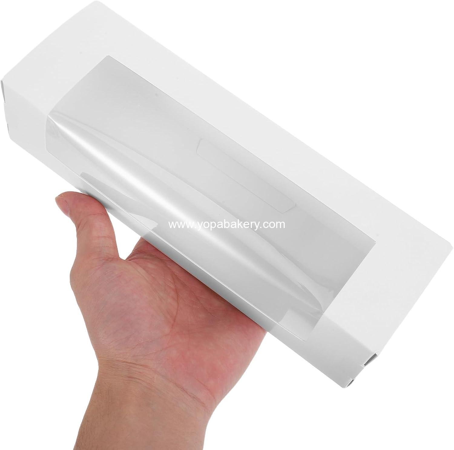 Wholesale 20PCS Bakery Box with Window - Rectangular Cake Dessert Packaging for Pies, Pastries, and Donuts - Size 22x7x5cm - Factory