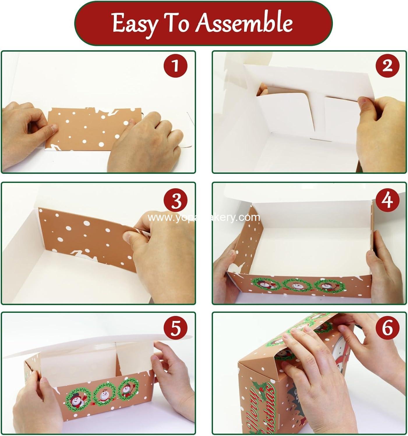 Wholesale 12 PCS Christmas Cookie Boxes for Gift Giving - Bakery Treat Boxes with Window for Pastries, Cupcakes, Brownies, and Donuts - Dimensions: 8.75 x 5.75 x 2.75 Inches - Factory