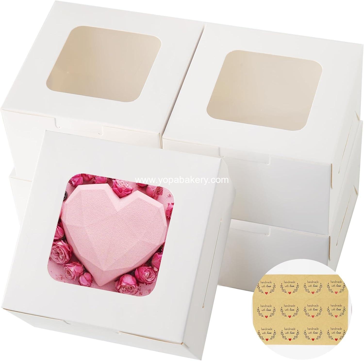 50pcs 5x5x2.5 Inches Cookie Boxes,White Bakery Boxes with Window,Small Treat Boxes,Mini Cake Boxes,for Pastry,Dessert,Cookies,Muffins,Donuts,Chocolate Covered Strawberries (5 * 5 * 2.5inch)