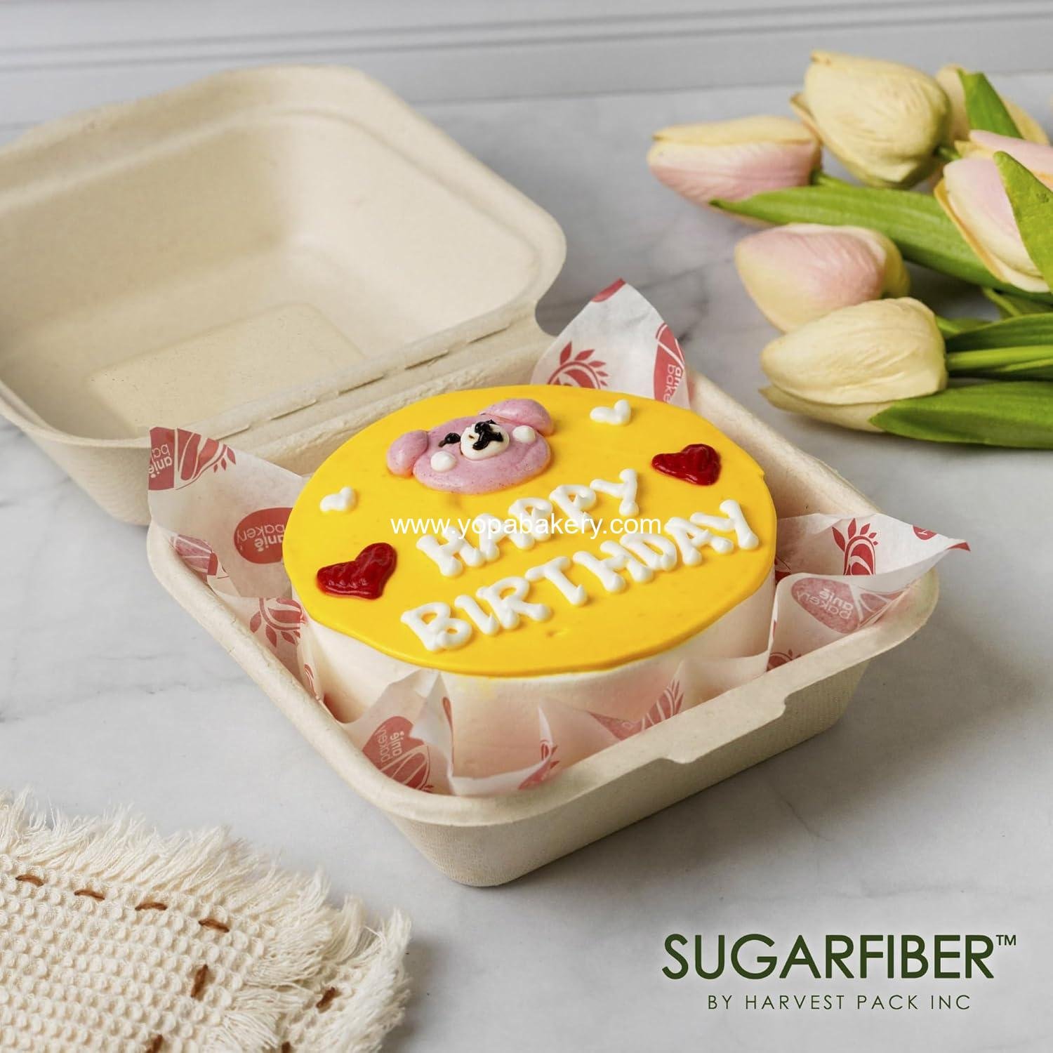 Wholesale 50 Count Compostable Clamshell Take Out Food Containers, 6x6