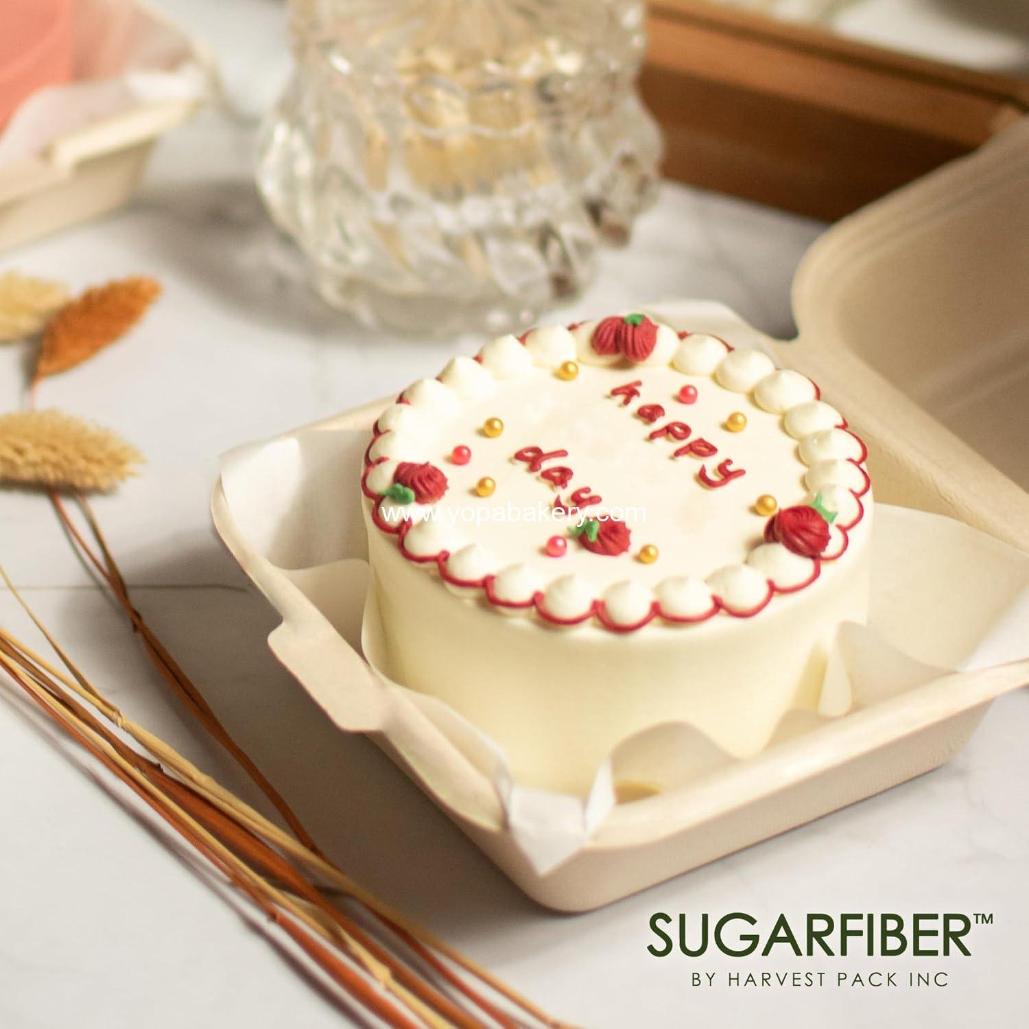 Wholesale 50 Count Compostable Clamshell Take Out Food Containers, 6x6