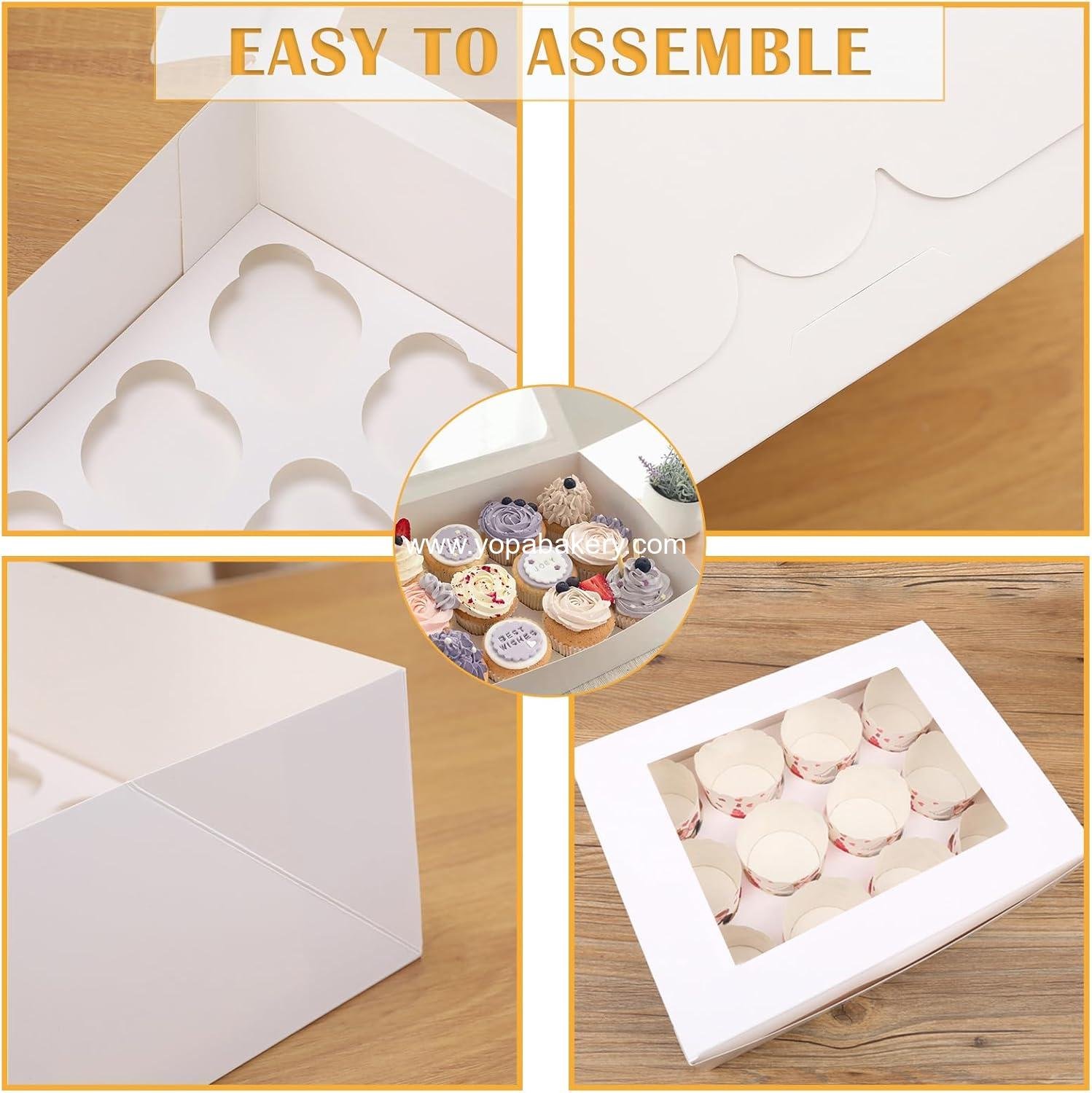 Wholesale 18 Pack Cupcake Boxes for 12 Standard Cupcakes, 13 x 10 x 3.5 Inch with Window and Inserts, Disposable Bakery Carrier for Muffins and Cookies, Factory