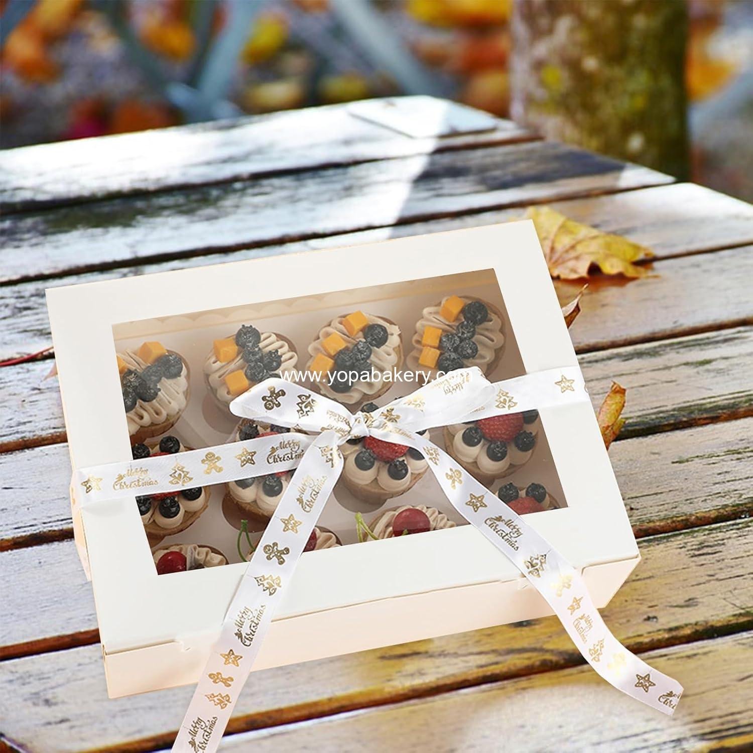 Wholesale 18 Pack Cupcake Boxes for 12 Standard Cupcakes, 13 x 10 x 3.5 Inch with Window and Inserts, Disposable Bakery Carrier for Muffins and Cookies, Factory