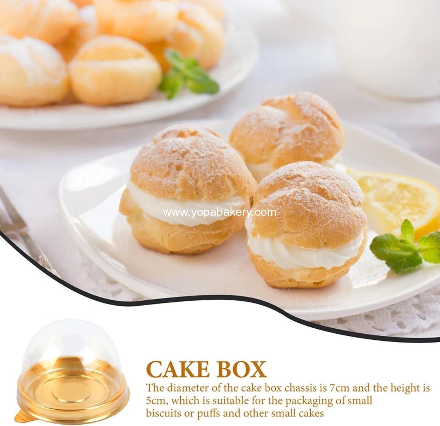 Wholesale 50Pcs Clear Plastic Mini Cake Box with Dome Lids, Mini Muffin and Mooncake Container, Pastry Baking Packaging for Weddings and Birthdays (Gold Base) - Factory Wholesale 50Pcs Clear Plastic Mini Cake Box with Dome Lids, Mini Muffin and Mooncake Container, Pastry Baking Packaging for Weddings and Birthdays (Gold Base) - Factory