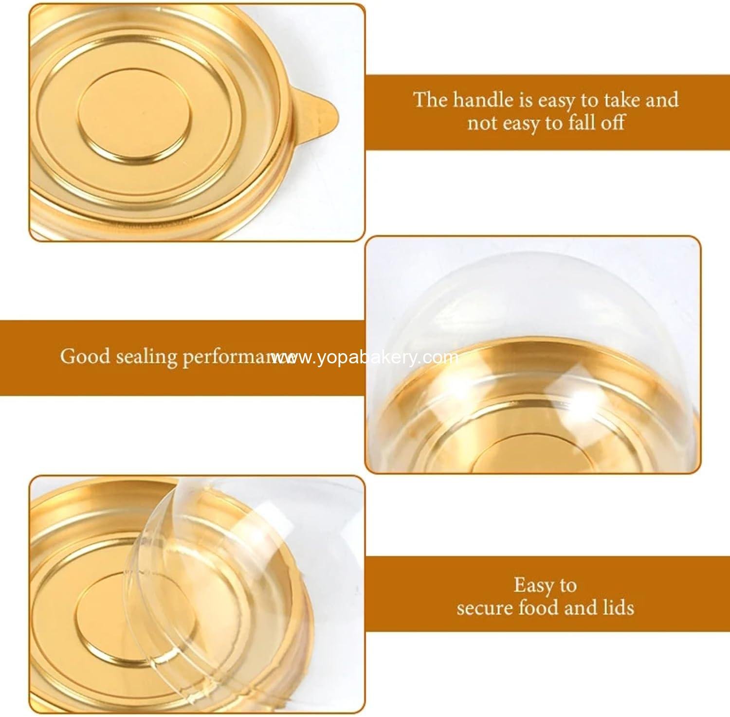 Wholesale 50Pcs Clear Plastic Mini Cake Box with Dome Lids, Mini Muffin and Mooncake Container, Pastry Baking Packaging for Weddings and Birthdays (Gold Base) - Factory Wholesale 50Pcs Clear Plastic Mini Cake Box with Dome Lids, Mini Muffin and Mooncake Container, Pastry Baking Packaging for Weddings and Birthdays (Gold Base) - Factory