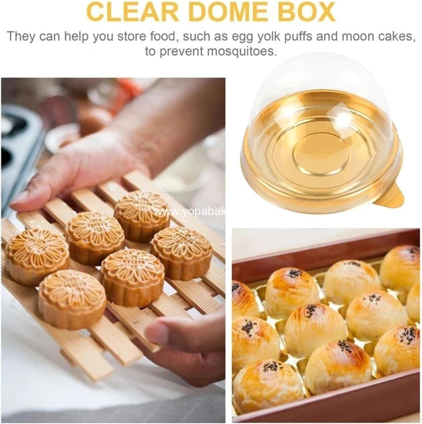 Wholesale 50Pcs Clear Plastic Mini Cake Box with Dome Lids, Mini Muffin and Mooncake Container, Pastry Baking Packaging for Weddings and Birthdays (Gold Base) - Factory Wholesale 50Pcs Clear Plastic Mini Cake Box with Dome Lids, Mini Muffin and Mooncake Container, Pastry Baking Packaging for Weddings and Birthdays (Gold Base) - Factory