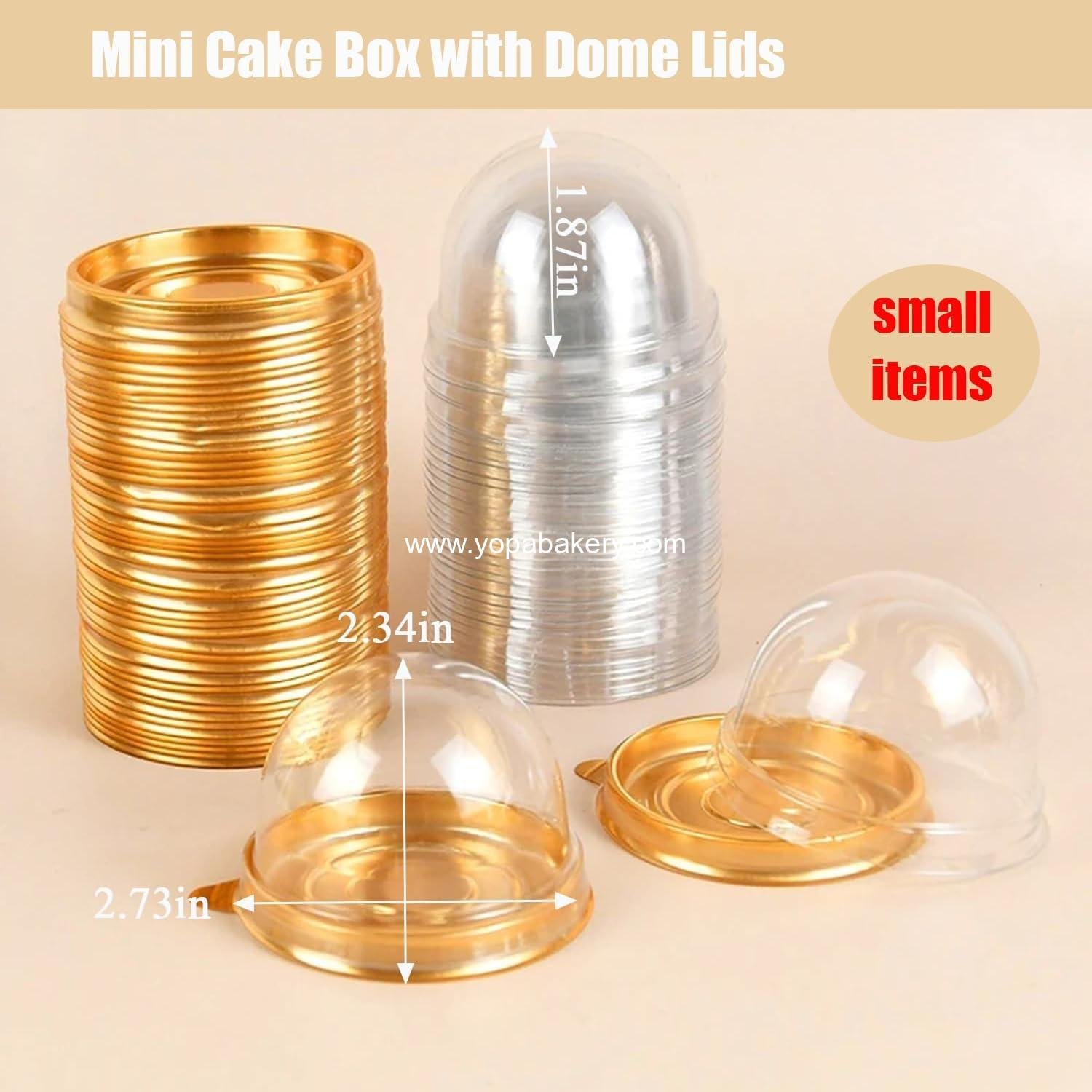 Wholesale 50Pcs Clear Plastic Mini Cake Box with Dome Lids, Mini Muffin and Mooncake Container, Pastry Baking Packaging for Weddings and Birthdays (Gold Base) - Factory Wholesale 50Pcs Clear Plastic Mini Cake Box with Dome Lids, Mini Muffin and Mooncake Container, Pastry Baking Packaging for Weddings and Birthdays (Gold Base) - Factory