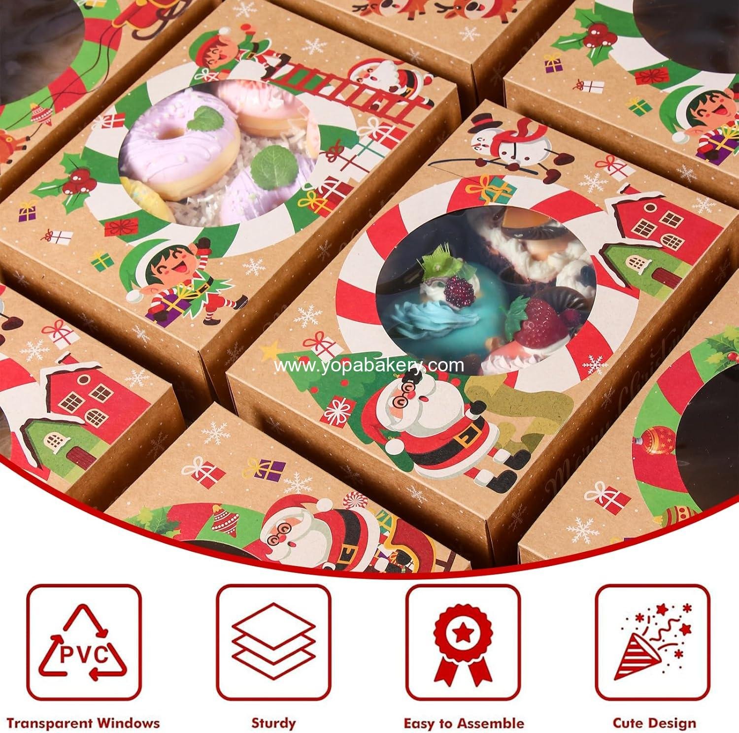 Wholesale 12pcs Christmas Cookie Boxes for Gift Giving – 3 Styles of Brown Kraft Paper Bakery Containers with Window, Holiday Treat Boxes with Lids for Cookies, Cupcakes, Donuts, and Candy - Factory Wholesale 12pcs Christmas Cookie Boxes for Gift Giving – 3 Styles of Brown Kraft Paper Bakery Containers with Window, Holiday Treat Boxes with Lids for Cookies, Cupcakes, Donuts, and Candy - Factory