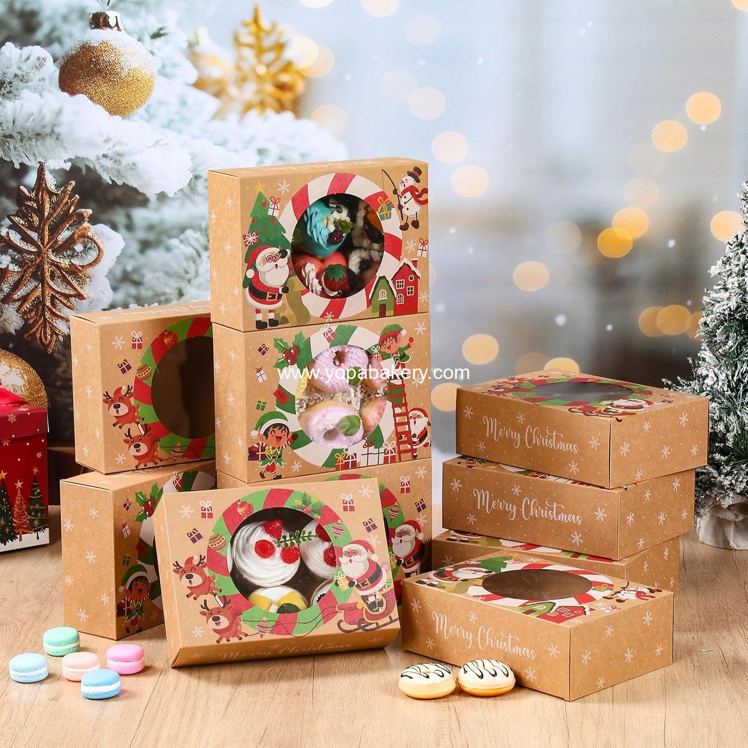 Wholesale 12pcs Christmas Cookie Boxes for Gift Giving – 3 Styles of Brown Kraft Paper Bakery Containers with Window, Holiday Treat Boxes with Lids for Cookies, Cupcakes, Donuts, and Candy - Factory Wholesale 12pcs Christmas Cookie Boxes for Gift Giving – 3 Styles of Brown Kraft Paper Bakery Containers with Window, Holiday Treat Boxes with Lids for Cookies, Cupcakes, Donuts, and Candy - Factory