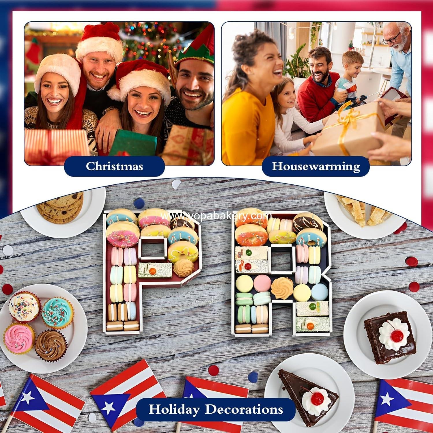 Wholesale 2 Pack Christmas Charcuterie Boxes 9.5'' Letter Fillable Tray Decorations for Party Birthday Patriotic Supplies Housewarming Gift Factory