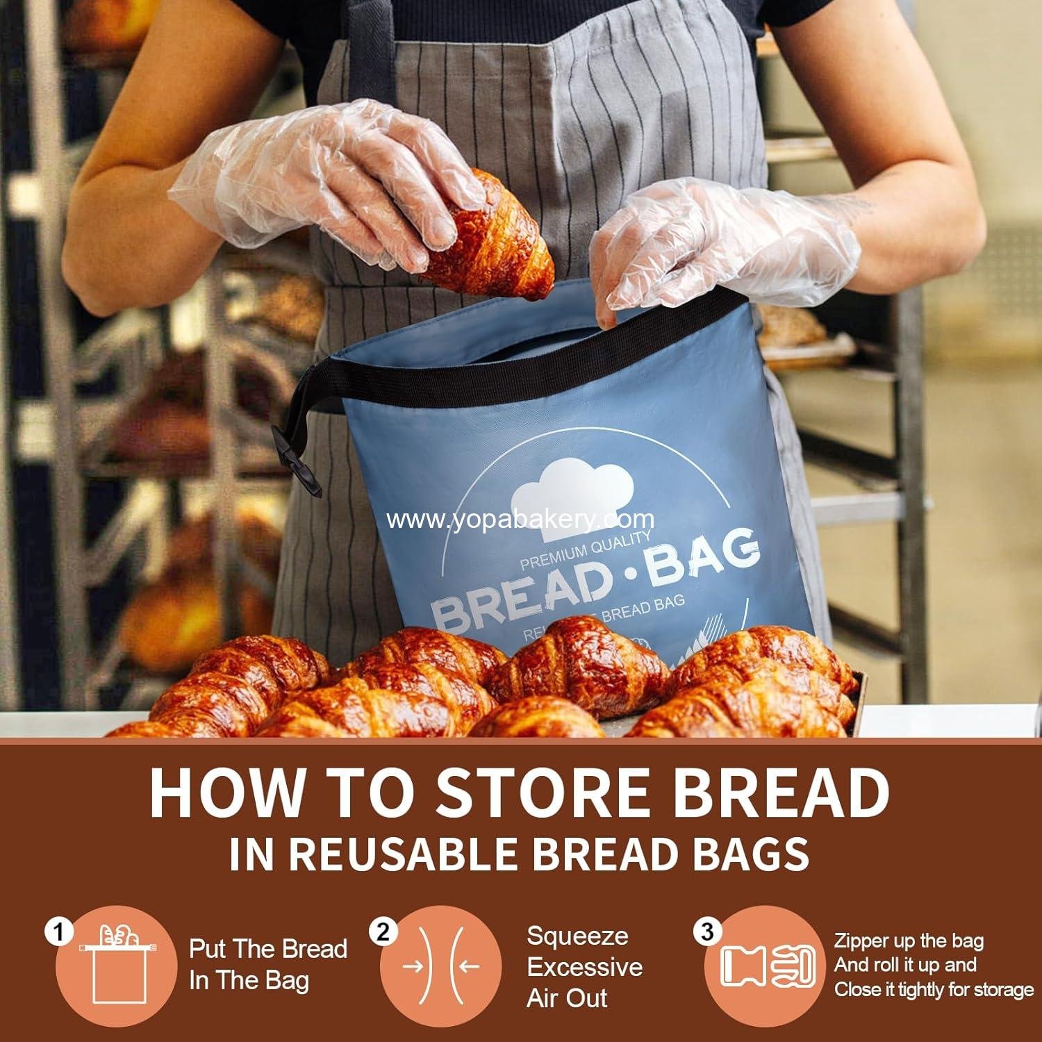 OEM Wholesale Beeswax Wrap Bread Bags - Reusable Zipper Sourdough Storage Bag 2-Pack, Large Size for Freshness, Freezer-Safe, Eco-Friendly (Blue & Grey) Factory