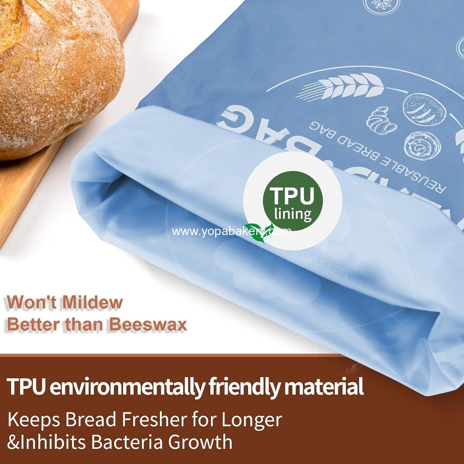 OEM Wholesale Beeswax Wrap Bread Bags - Reusable Zipper Sourdough Storage Bag 2-Pack, Large Size for Freshness, Freezer-Safe, Eco-Friendly (Blue & Grey) Factory