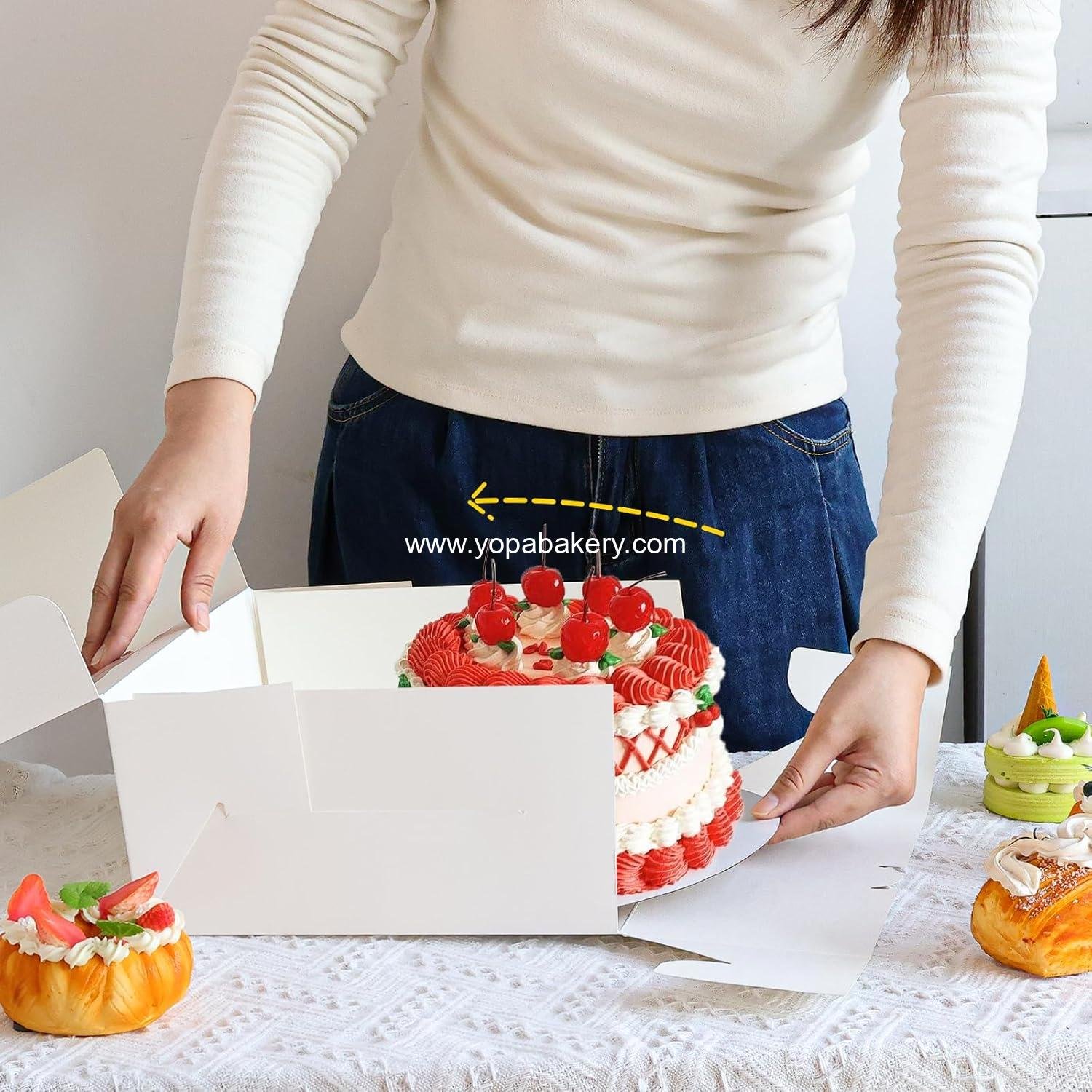 Wholesale 15 Sets Cake Boxes 10x10x5 Inches with Cake Boards, Disposable Containers with Lids for Valentine's Day Mother's Day Cheesecake, Cake - Factory