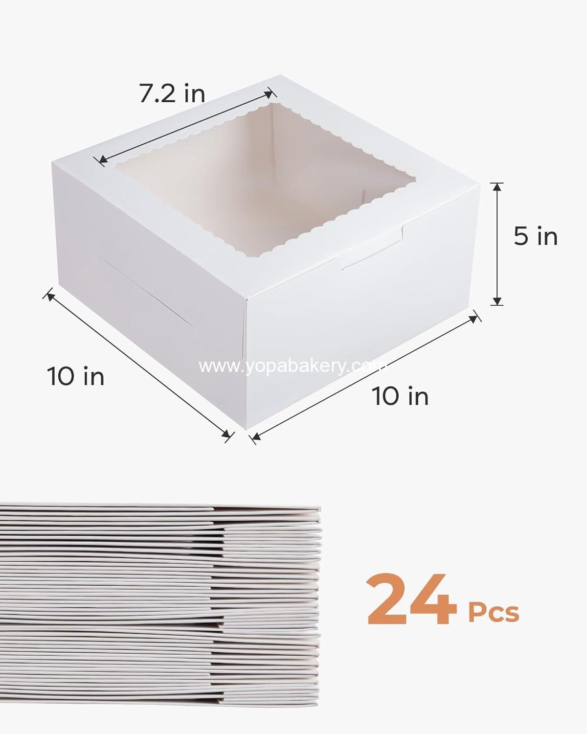 Wholesale 24pcs Cake Boxes with Window, 10 x 10 x 5 Inches Bakery Boxes for Treats, Cookies, Desserts, Pastries, Chocolate Covered Strawberries, Cupcakes, Donuts, and Baked Goods - Factory