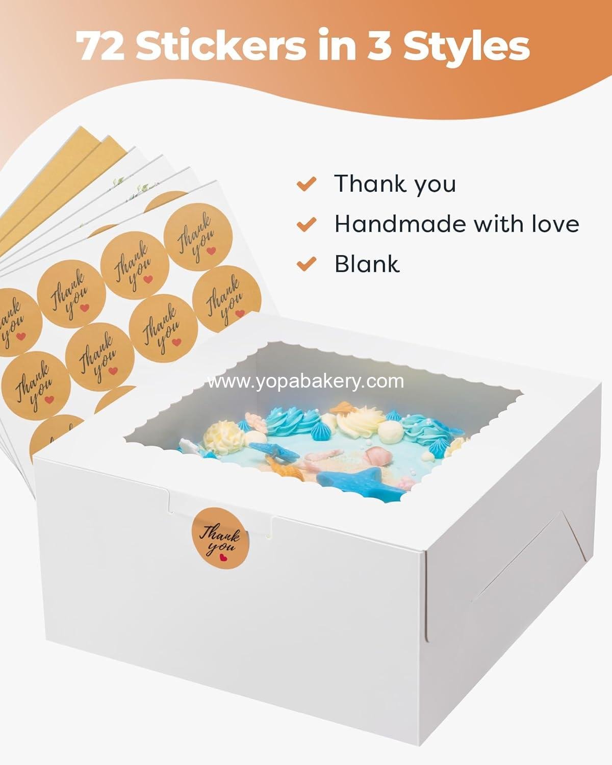 Wholesale 24pcs Cake Boxes with Window, 10 x 10 x 5 Inches Bakery Boxes for Treats, Cookies, Desserts, Pastries, Chocolate Covered Strawberries, Cupcakes, Donuts, and Baked Goods - Factory