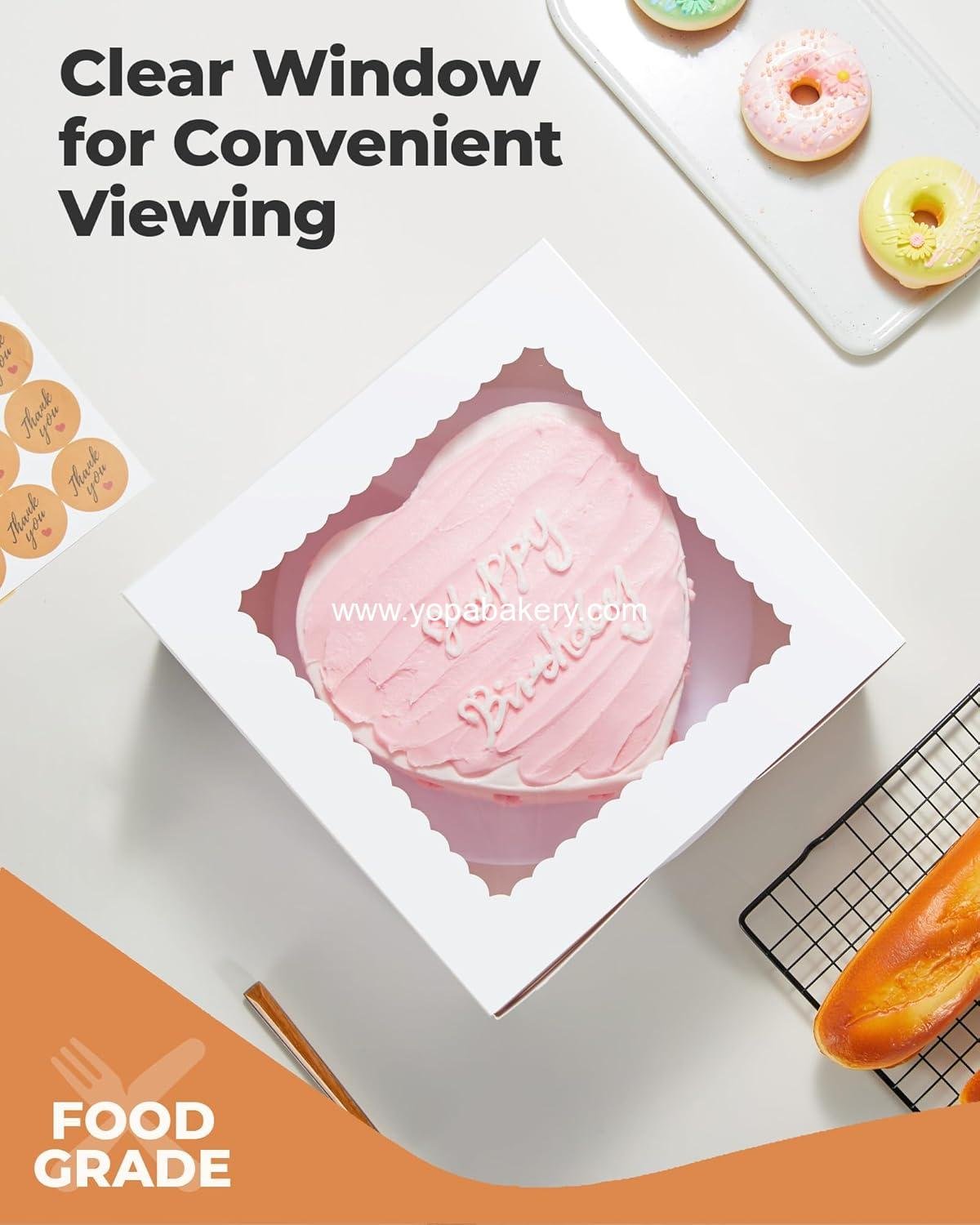 Wholesale 24pcs Cake Boxes with Window, 10 x 10 x 5 Inches Bakery Boxes for Treats, Cookies, Desserts, Pastries, Chocolate Covered Strawberries, Cupcakes, Donuts, and Baked Goods - Factory