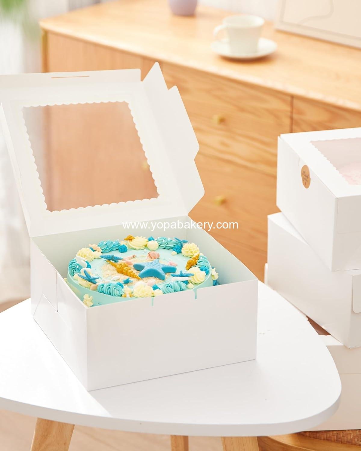 Wholesale 24pcs Cake Boxes with Window, 10 x 10 x 5 Inches Bakery Boxes for Treats, Cookies, Desserts, Pastries, Chocolate Covered Strawberries, Cupcakes, Donuts, and Baked Goods - Factory