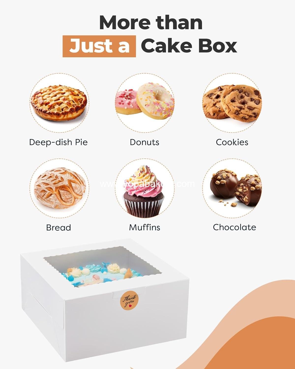Wholesale 24pcs Cake Boxes with Window, 10 x 10 x 5 Inches Bakery Boxes for Treats, Cookies, Desserts, Pastries, Chocolate Covered Strawberries, Cupcakes, Donuts, and Baked Goods - Factory