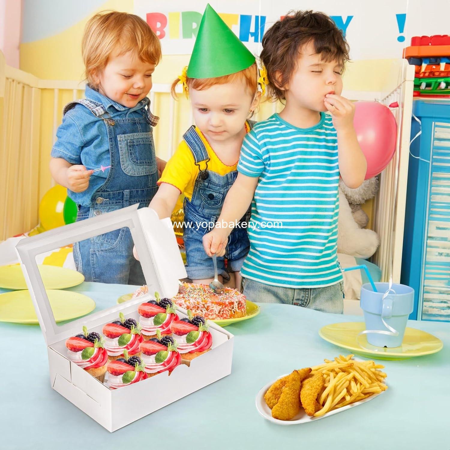 Wholesale 50 Pack Cupcake Box with Insert and Window for 6 Standard Cupcakes, Food Grade Carrier for Bakery Muffins, Pastries, Cookies, Small Cakes, and Party Desserts - Factory