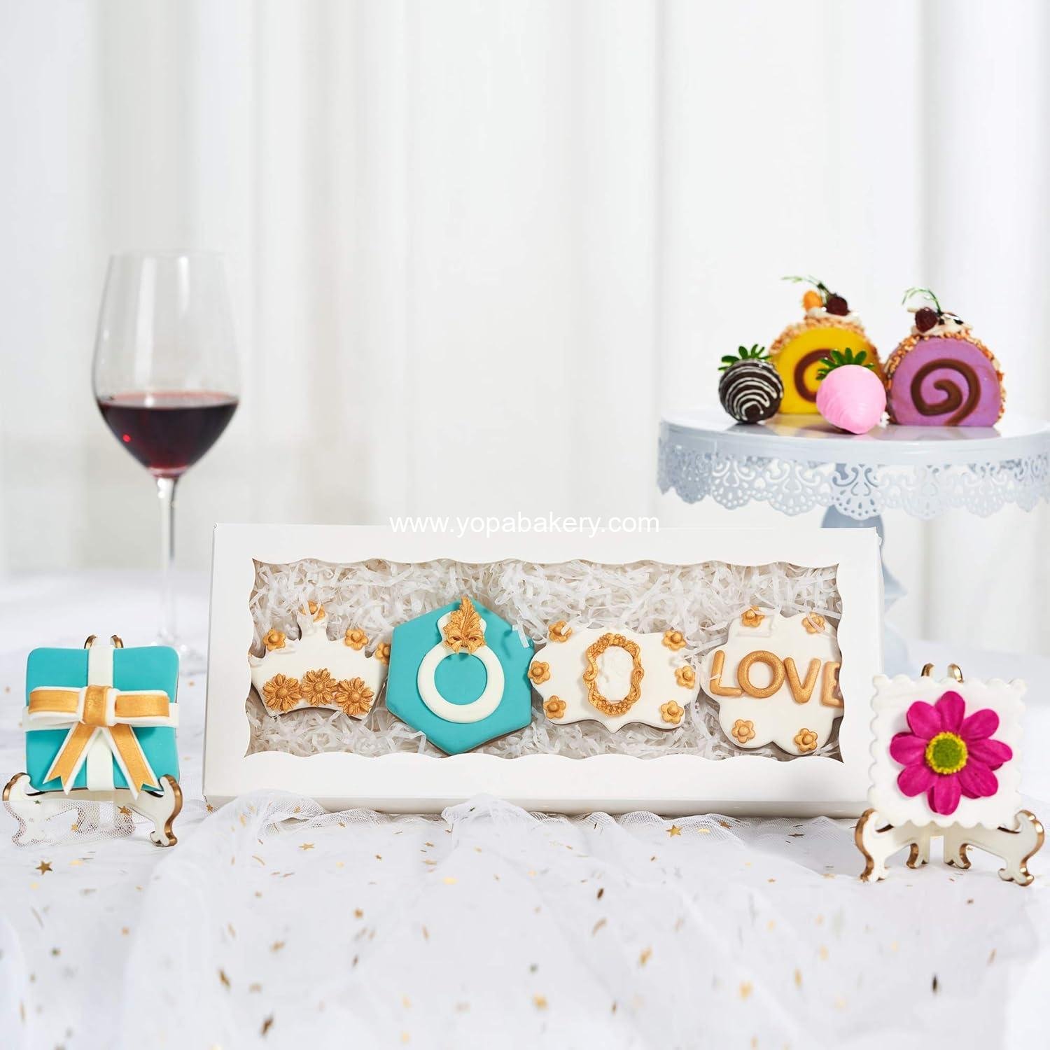 Wholesale 24PCS Auto-Popup Premium Macaron Boxes 12 x 5 x 1.5 inches - Cookie Gift Boxes for Holiday Gift Sets - Bakery Boxes Factory