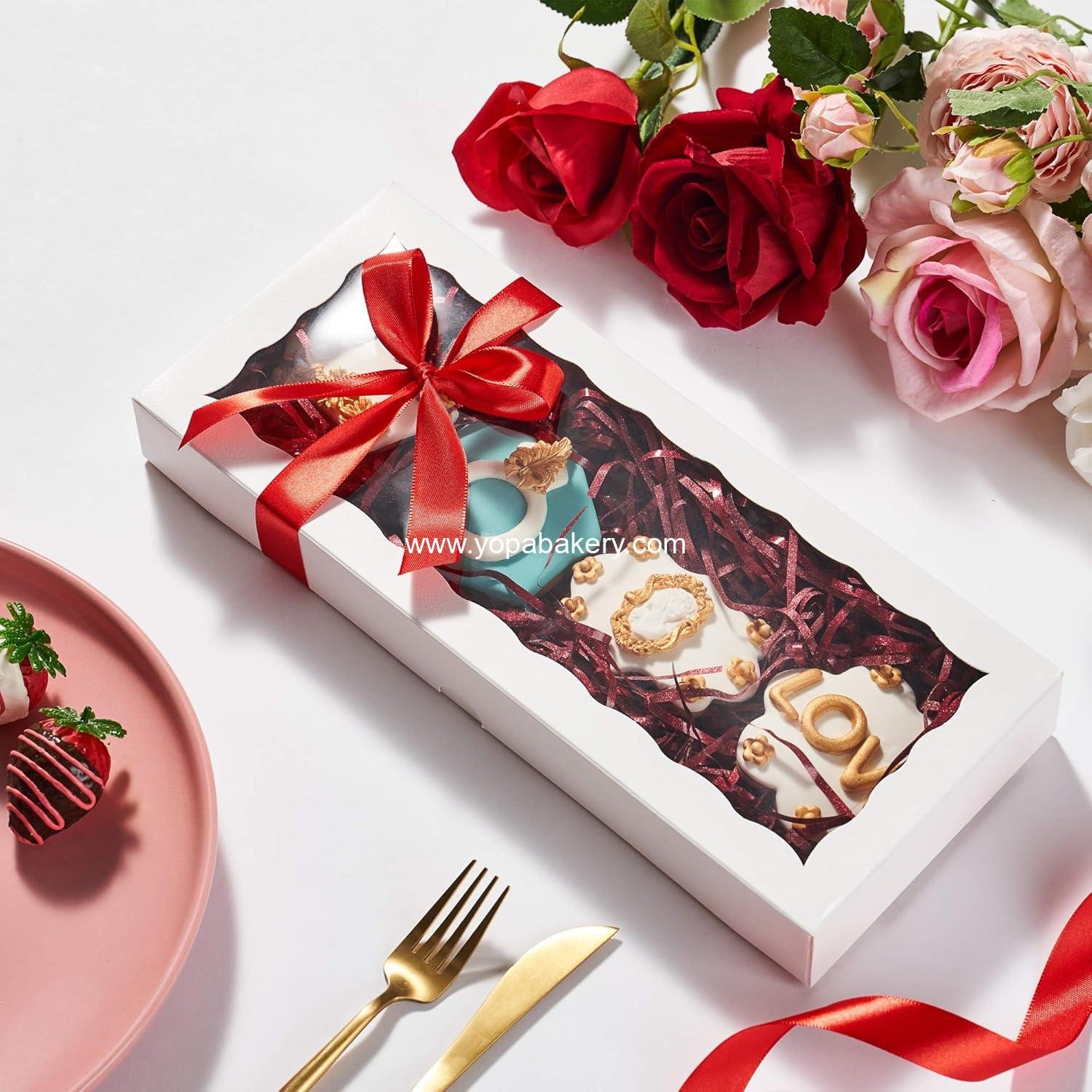 Wholesale 24PCS Auto-Popup Premium Macaron Boxes 12 x 5 x 1.5 inches - Cookie Gift Boxes for Holiday Gift Sets - Bakery Boxes Factory