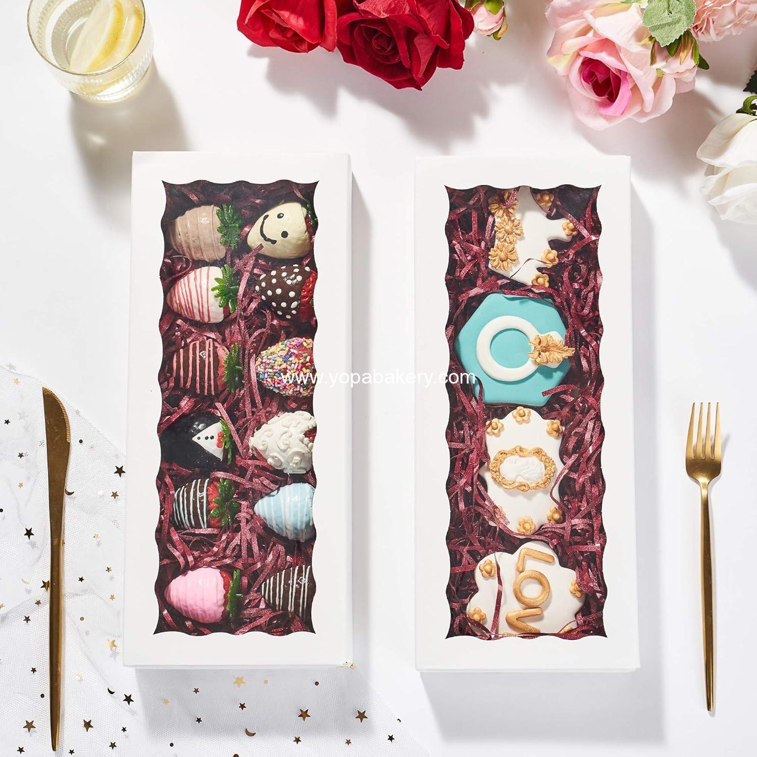 Wholesale 24PCS Auto-Popup Premium Macaron Boxes 12 x 5 x 1.5 inches - Cookie Gift Boxes for Holiday Gift Sets - Bakery Boxes Factory