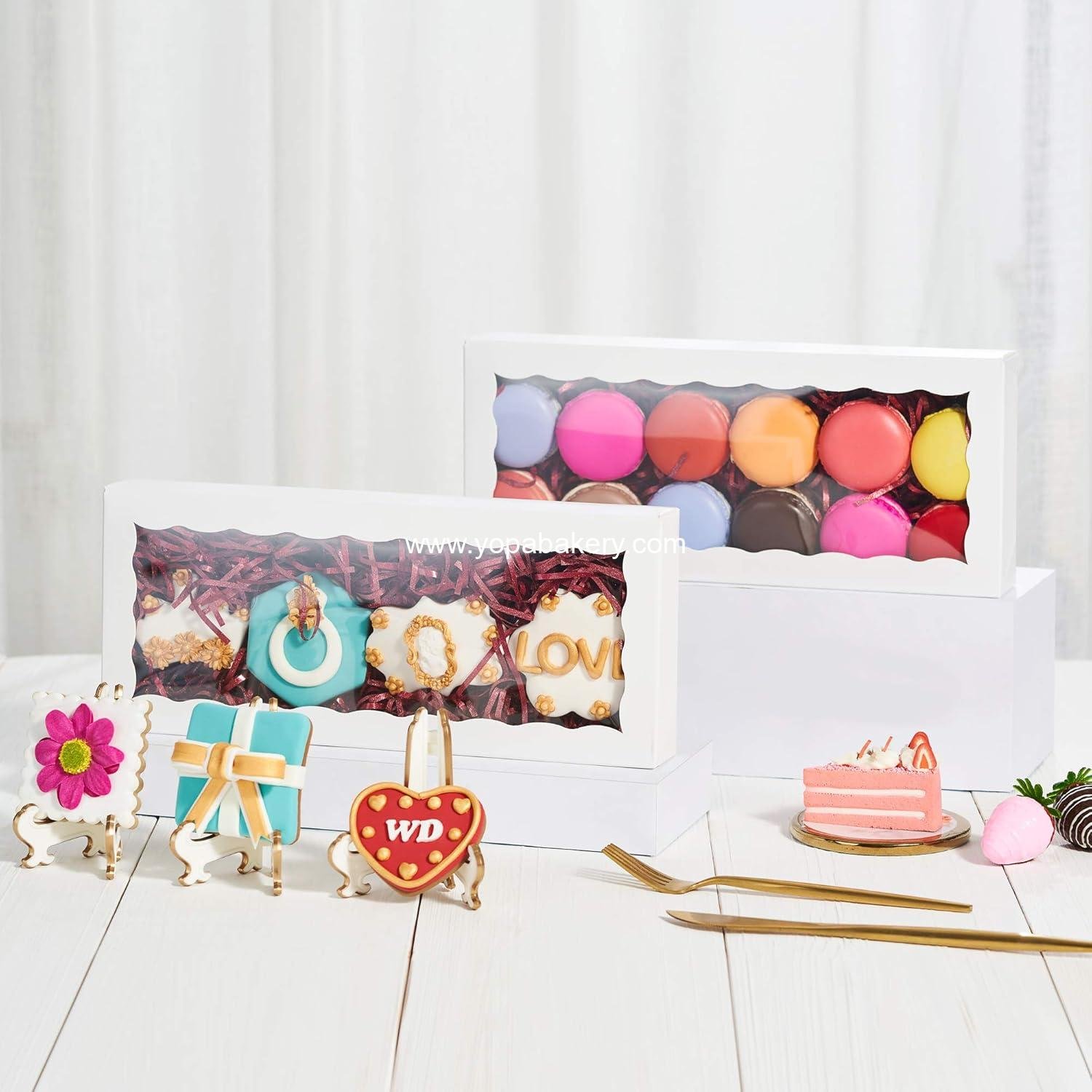 Wholesale 24PCS Auto-Popup Premium Macaron Boxes 12 x 5 x 1.5 inches - Cookie Gift Boxes for Holiday Gift Sets - Bakery Boxes Factory