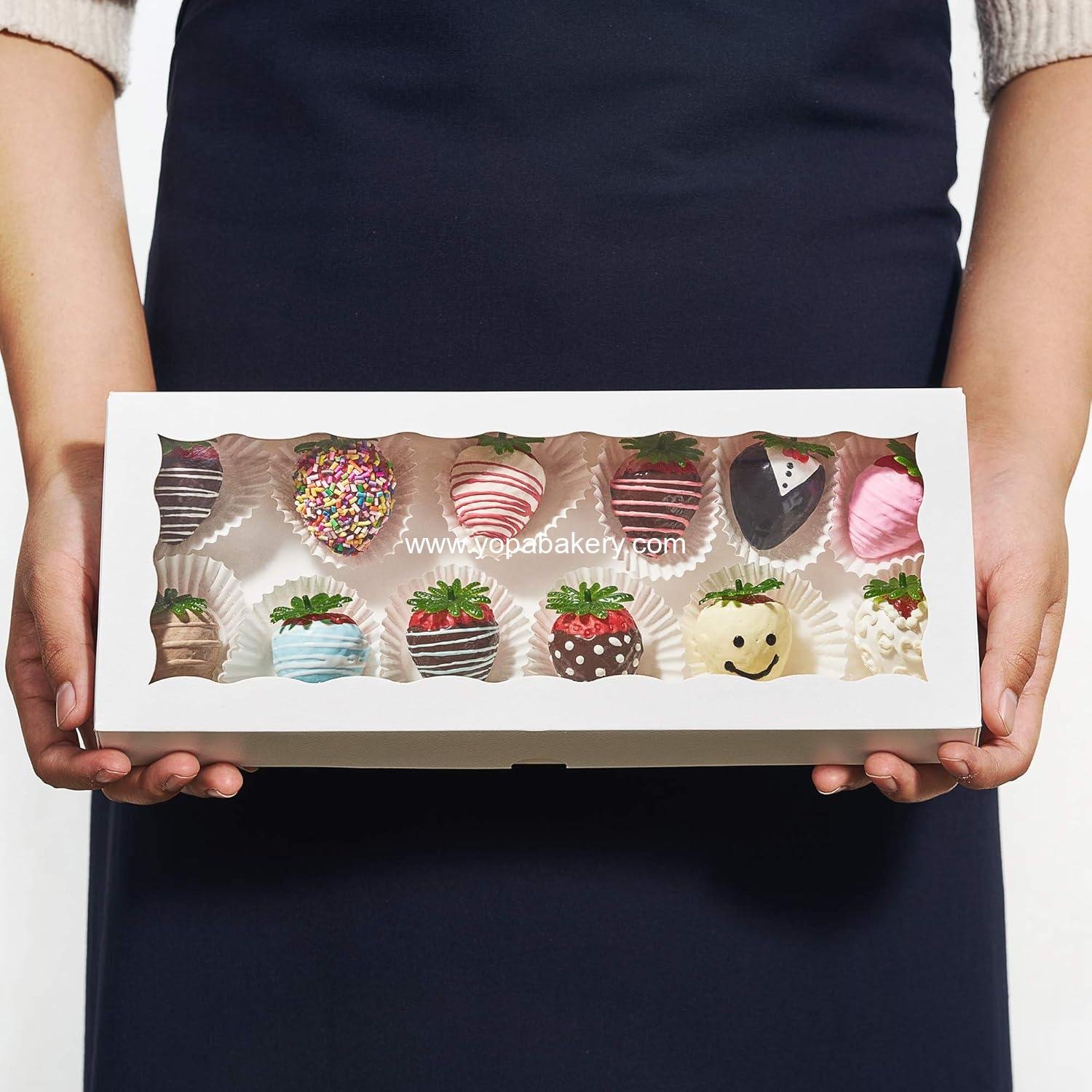 Wholesale 24PCS Auto-Popup Premium Macaron Boxes 12 x 5 x 1.5 inches - Cookie Gift Boxes for Holiday Gift Sets - Bakery Boxes Factory