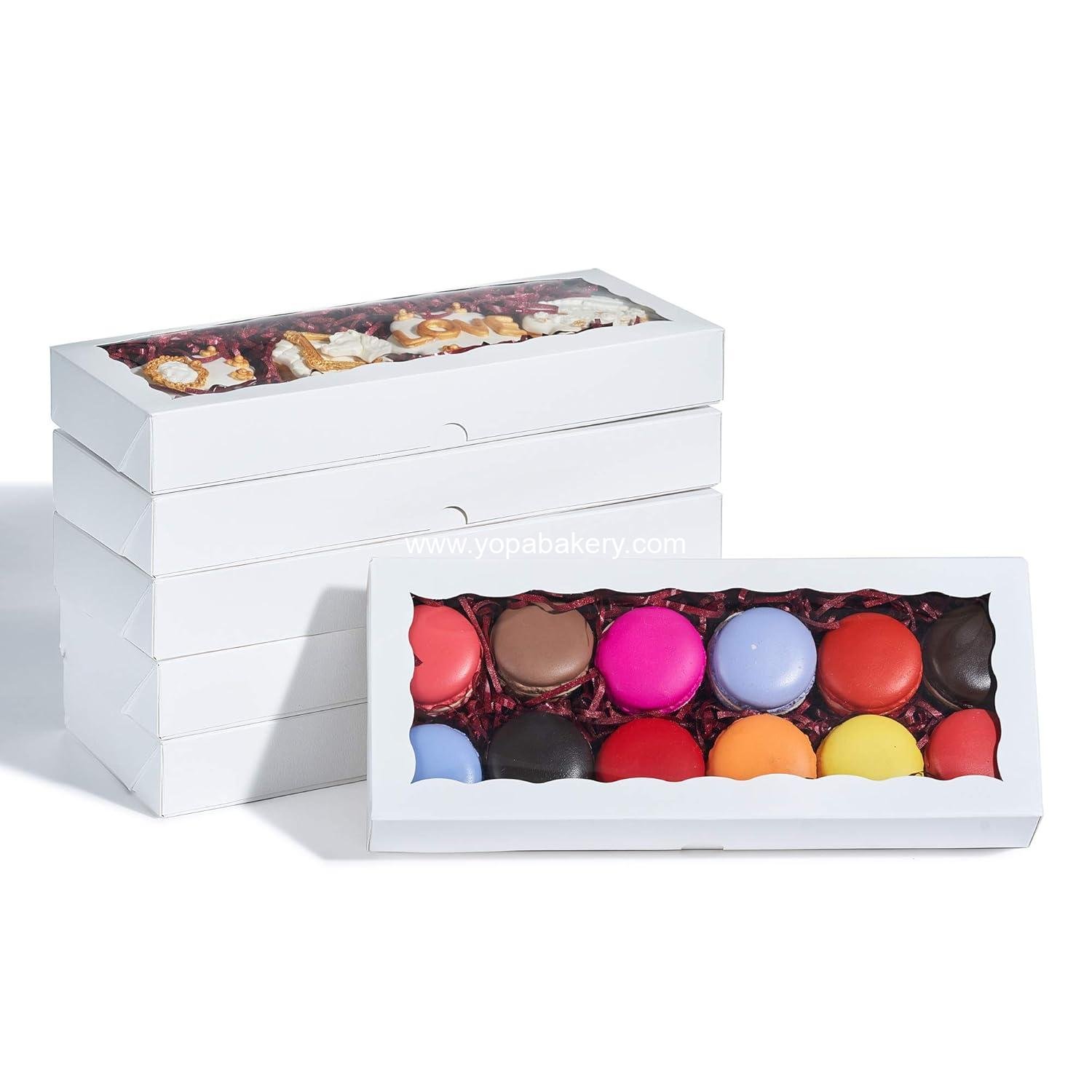 Wholesale 24PCS Auto-Popup Premium Macaron Boxes 12 x 5 x 1.5 inches - Cookie Gift Boxes for Holiday Gift Sets - Bakery Boxes Factory