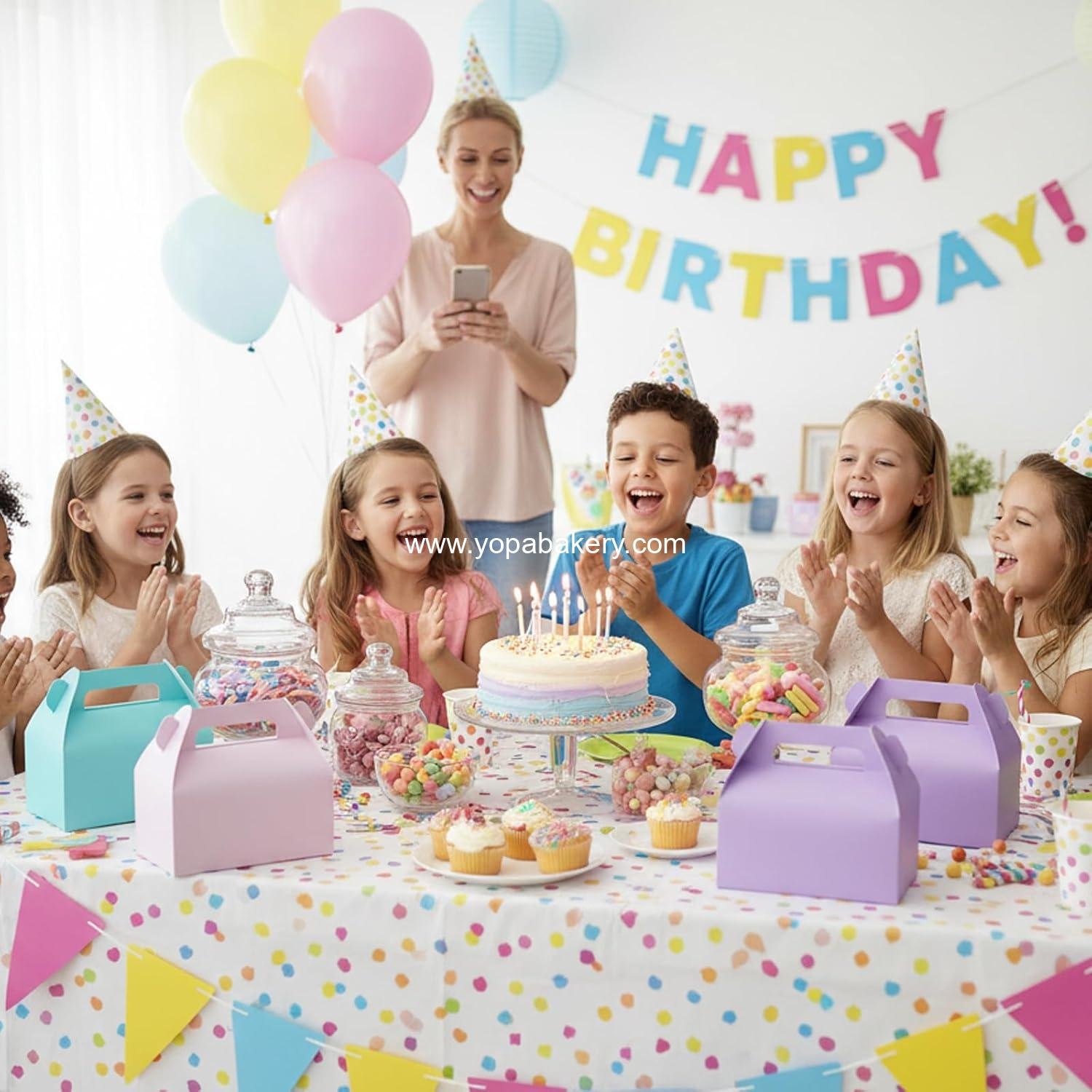 Wholesale 30 Pack Pastel Gable Treat Boxes for Party Favors and Goodies - Perfect for Candy, Cookies, and Toys - Size 6.5x3.5x4 Inches - Factory