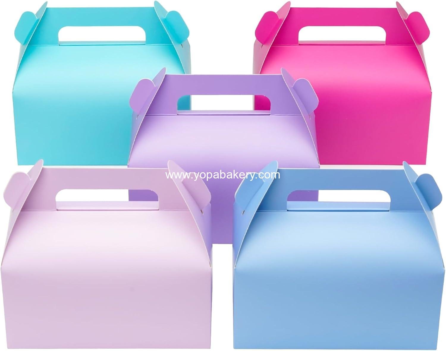 UnicoPak 30 Pack Pastel Gable Treat Boxes Party Favor Goodie Bag Boxes for Candy Treats Goody Cookie Toys for Birthday Party, 6.5x3.5x4 Inches