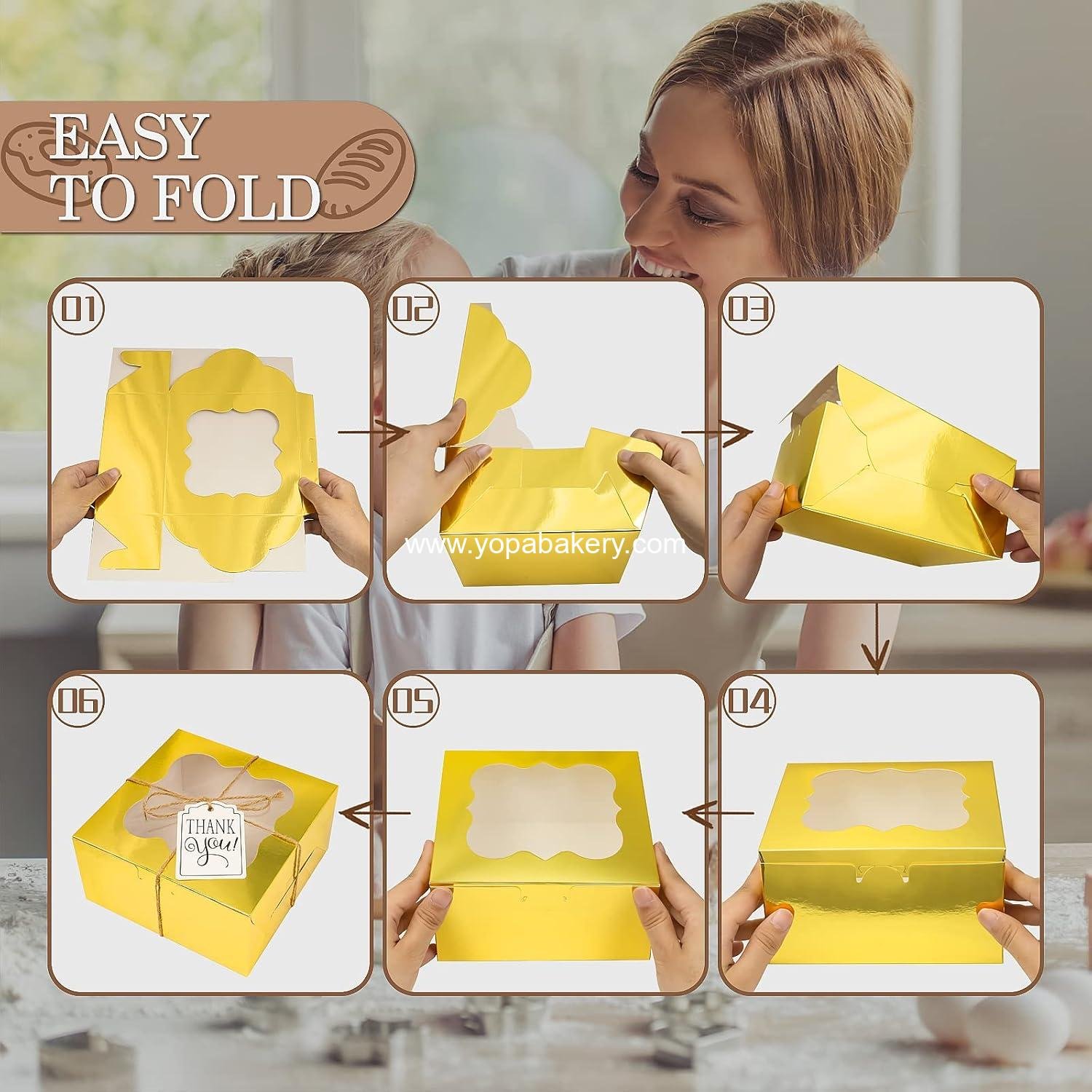 Wholesale 65PCS Bakery Boxes with Window 6x6x3 Inches - 5 Styles Cookie and Small Pastry Boxes for Candy, Dessert, Donuts, Birthday Parties, Weddings (Gold) Factory Wholesale 65PCS Bakery Boxes with Window 6x6x3 Inches - 5 Styles Cookie and Small Pastry Boxes for Candy, Dessert, Donuts, Birthday Parties, Weddings (Gold) Factory