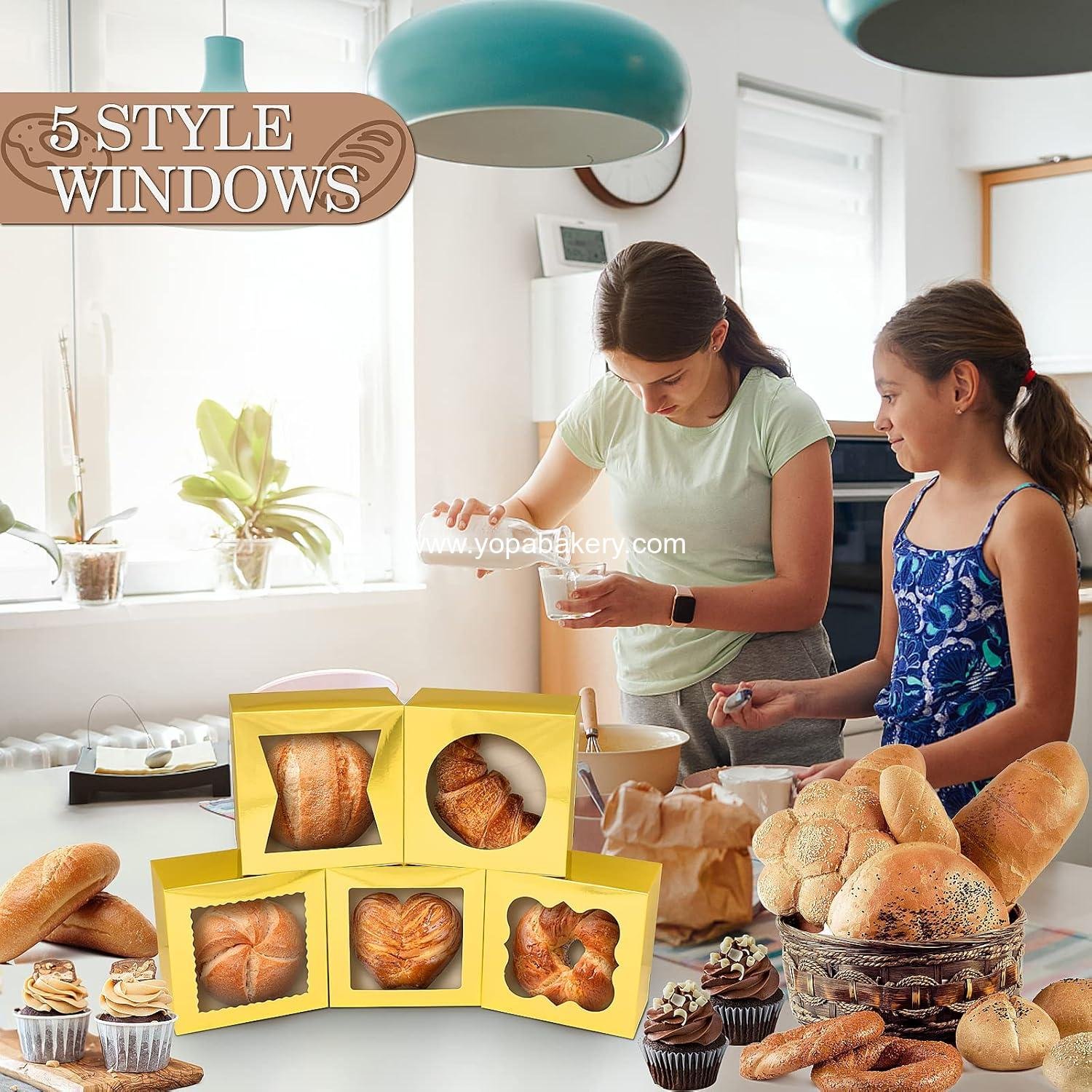 Wholesale 65PCS Bakery Boxes with Window 6x6x3 Inches - 5 Styles Cookie and Small Pastry Boxes for Candy, Dessert, Donuts, Birthday Parties, Weddings (Gold) Factory Wholesale 65PCS Bakery Boxes with Window 6x6x3 Inches - 5 Styles Cookie and Small Pastry Boxes for Candy, Dessert, Donuts, Birthday Parties, Weddings (Gold) Factory