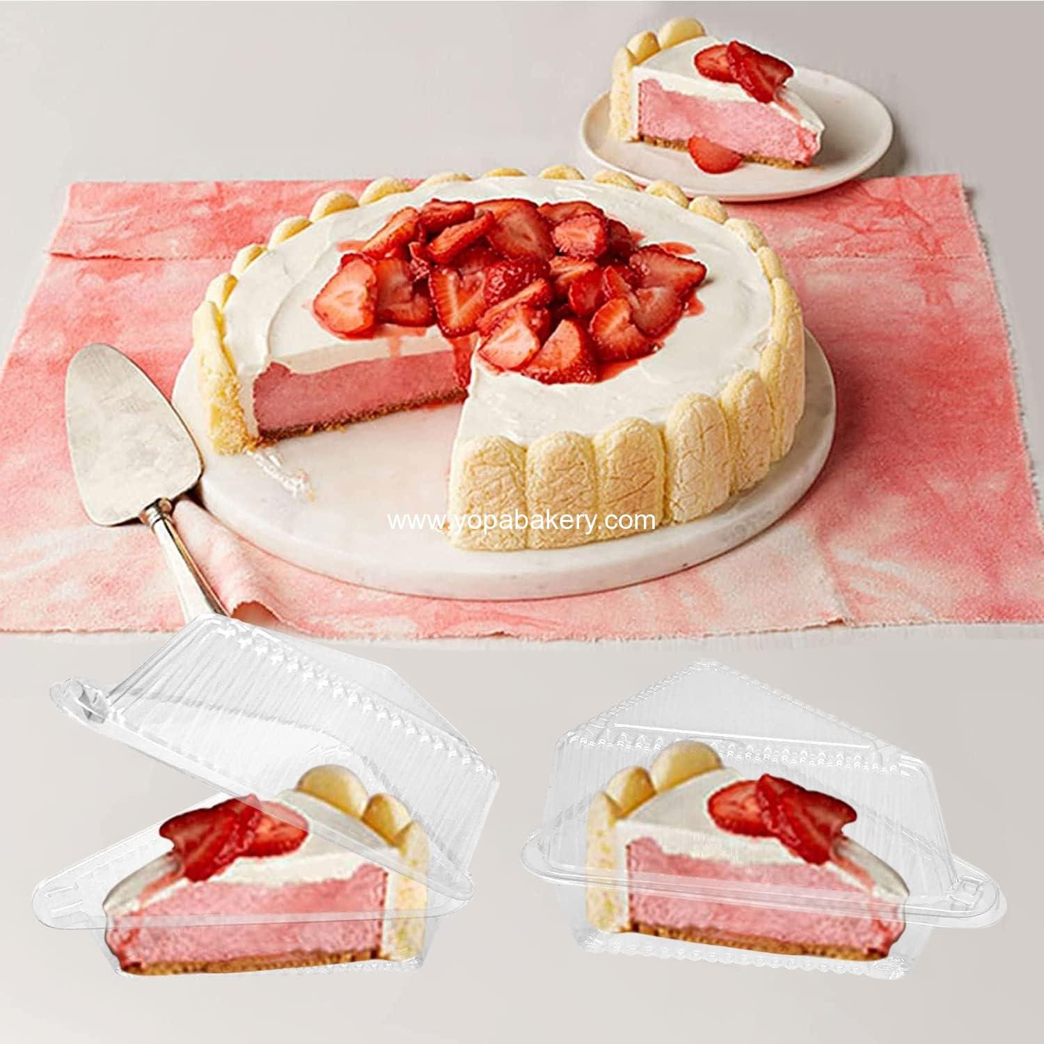 Wholesale 100 Pieces Cake Slice Plastic Containers 4.33 Inches Hinged Lid for Cheesecake, Bakery, and Home Use Factory